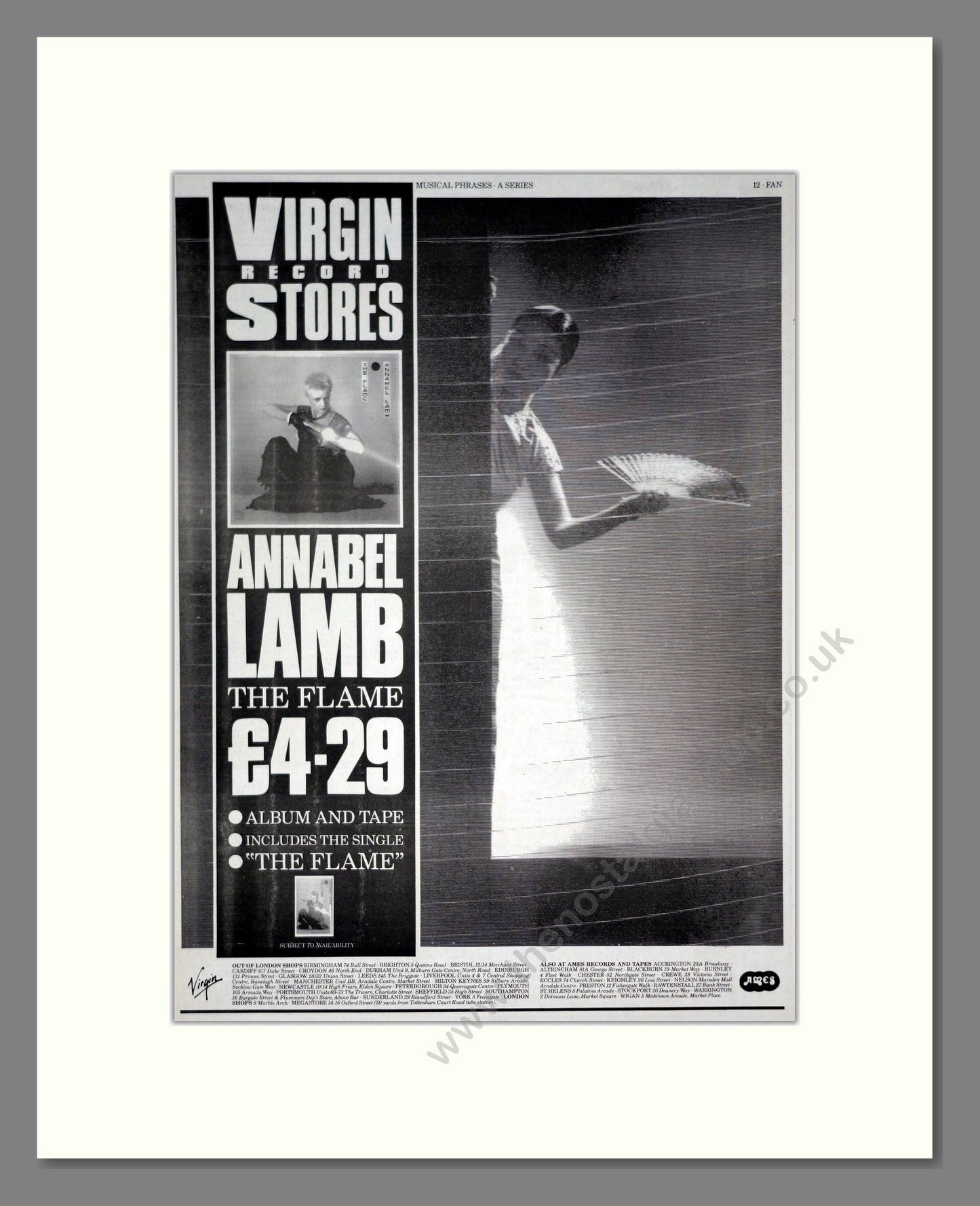 Annabel Lamb - The Flame. Vintage Advert 1984 (ref AD20838)