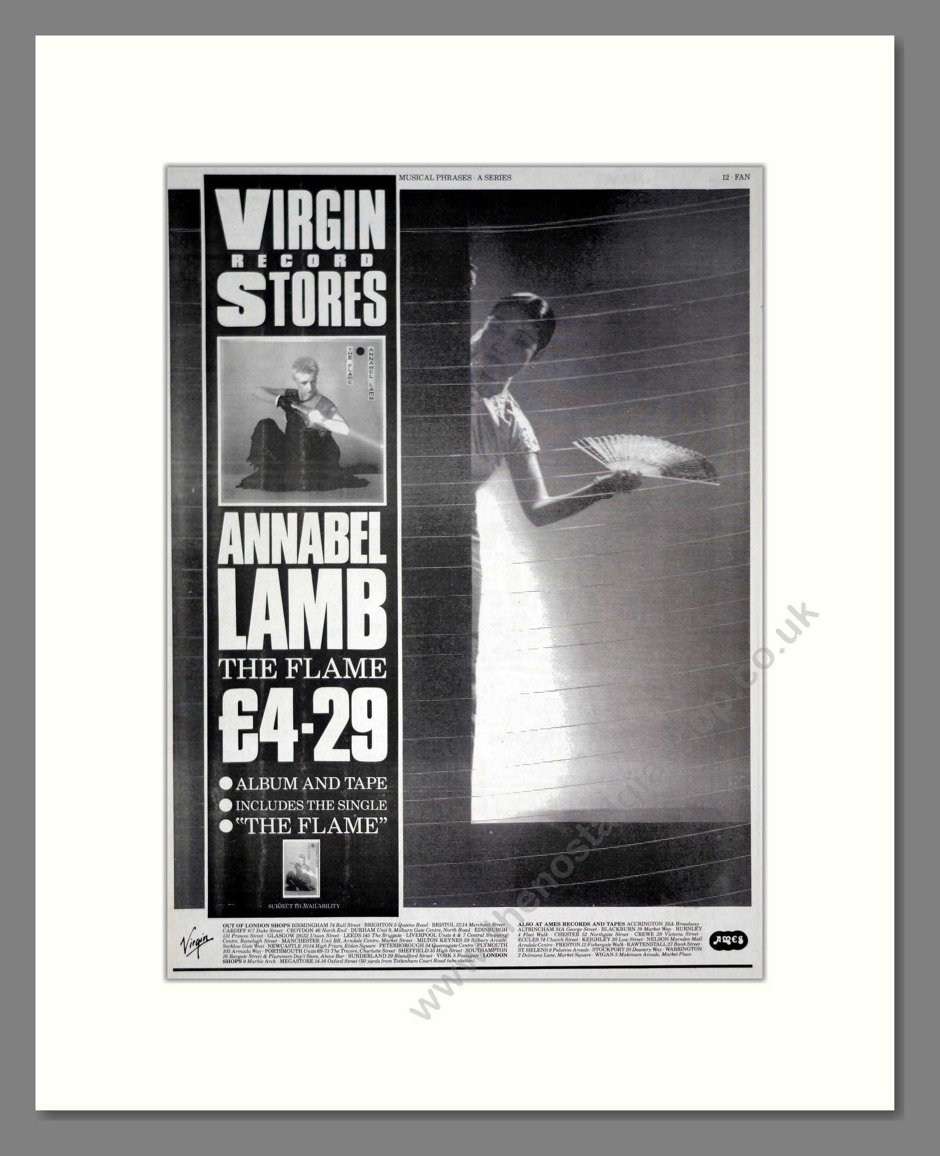 Annabel Lamb - The Flame. Vintage Advert 1984 (ref AD20838)