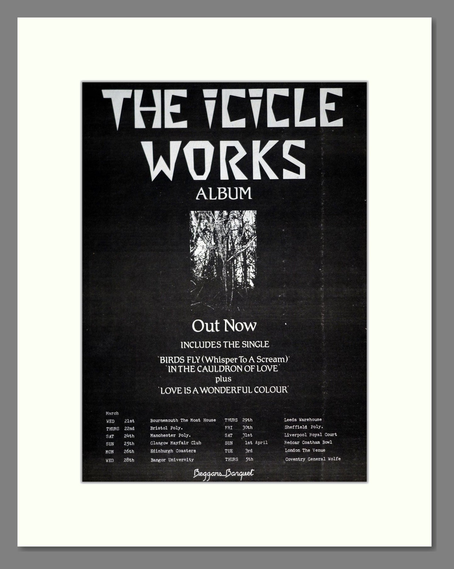 The Icicle Works - UK Tour. Vintage Advert 1984 (ref AD20841)