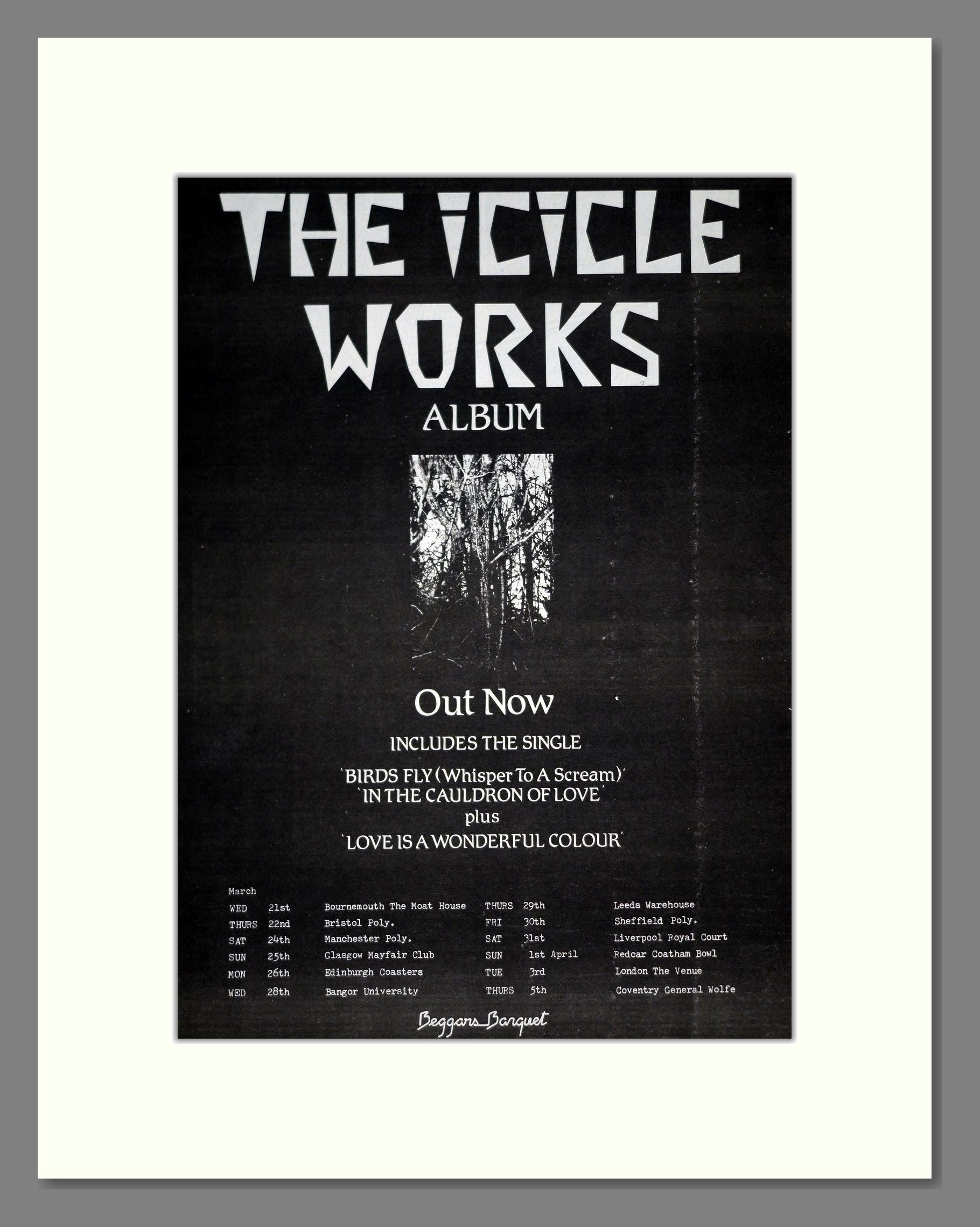The Icicle Works - UK Tour. Vintage Advert 1984 (ref AD20841)