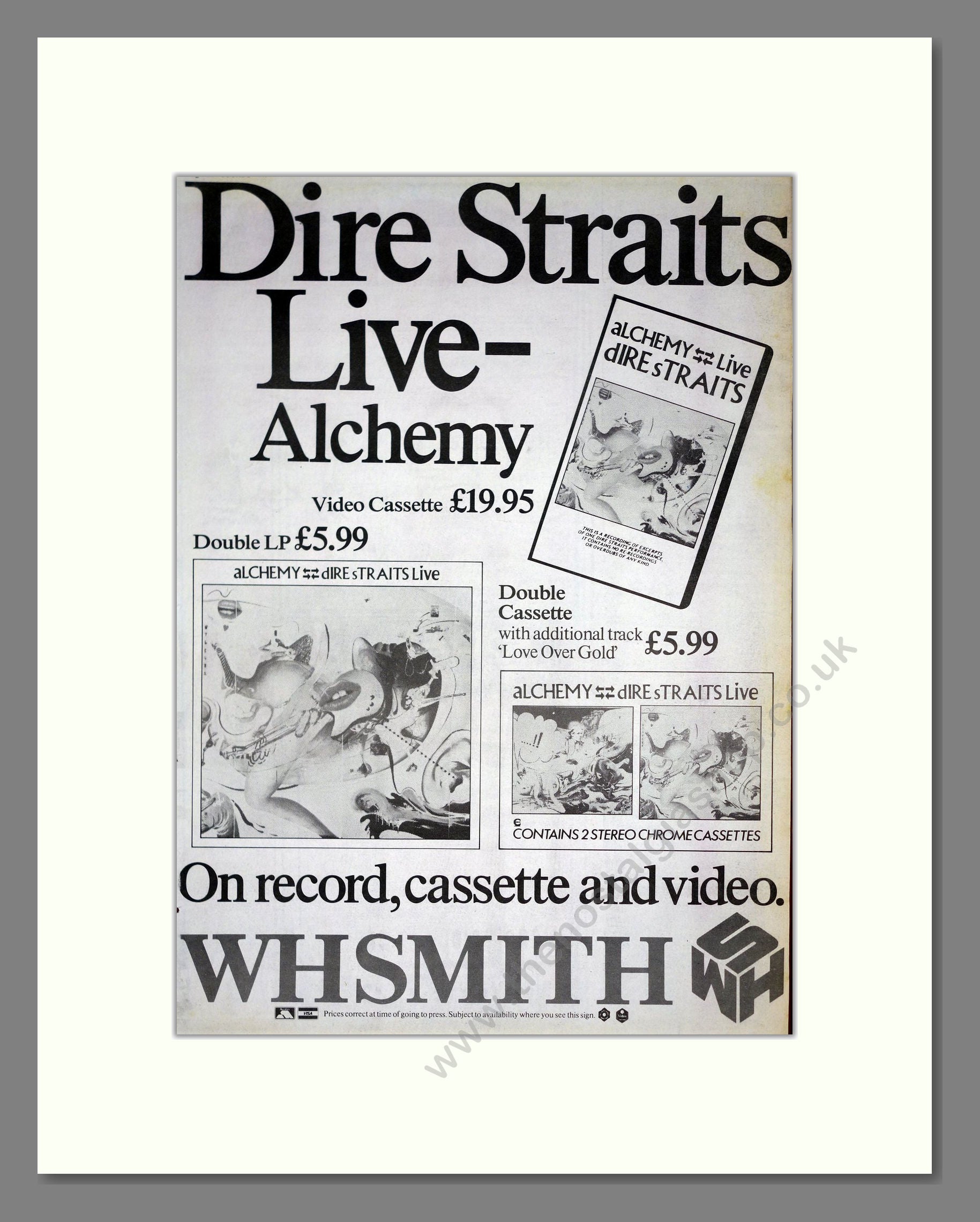 Dire Straits - Alchemy Live. Vintage Advert 1984 (ref AD20843)