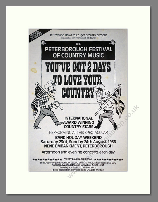 Peterborough Music Festival - Country Festival. Vintage Advert 1986 (ref AD20846)