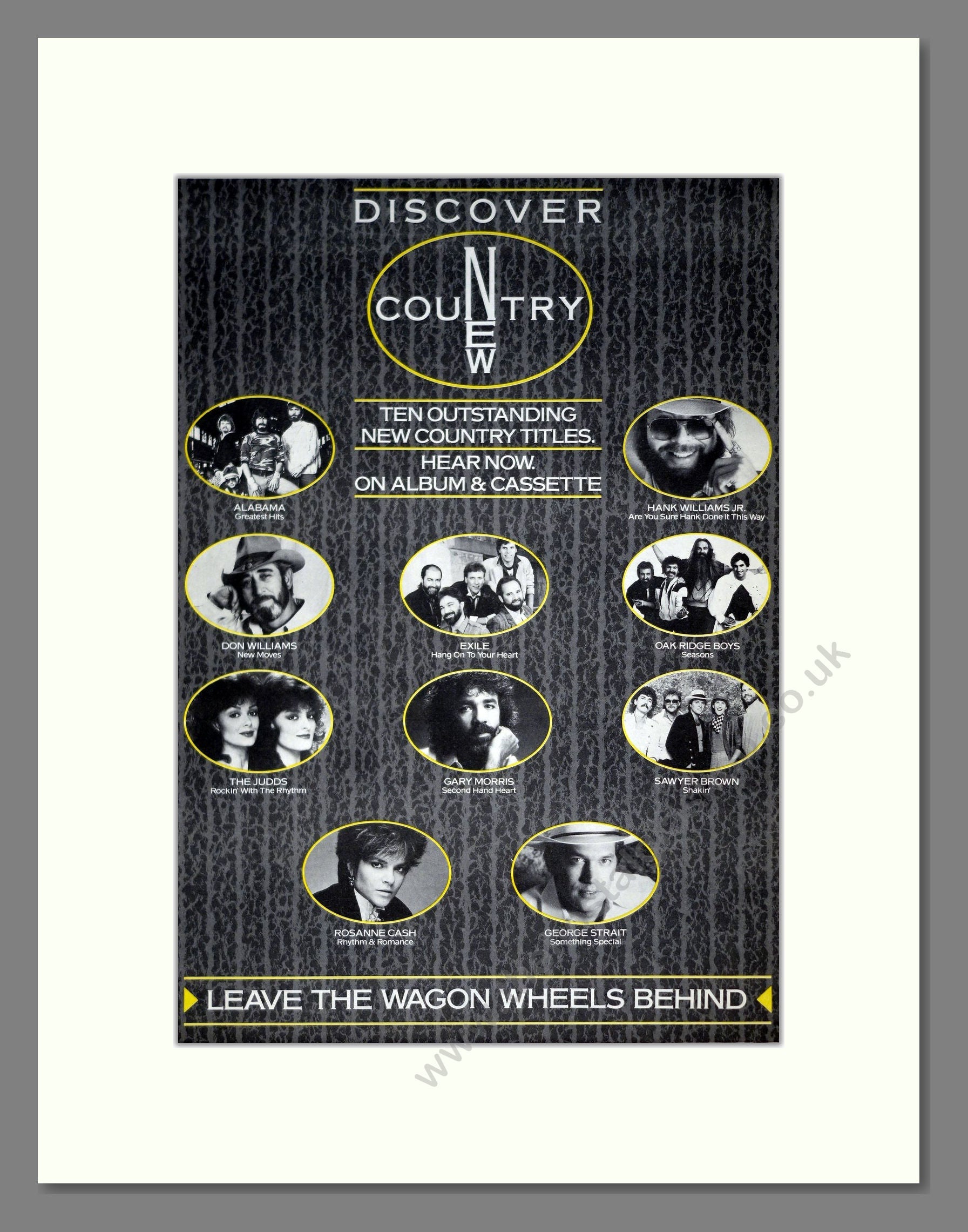 Various Artists - Discover New Country. Vintage Advert 1986 (ref AD20847)