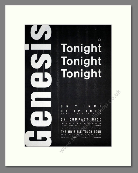 Genesis - Tonight Tonight Tonight. Vintage Advert 1987 (ref AD20852)