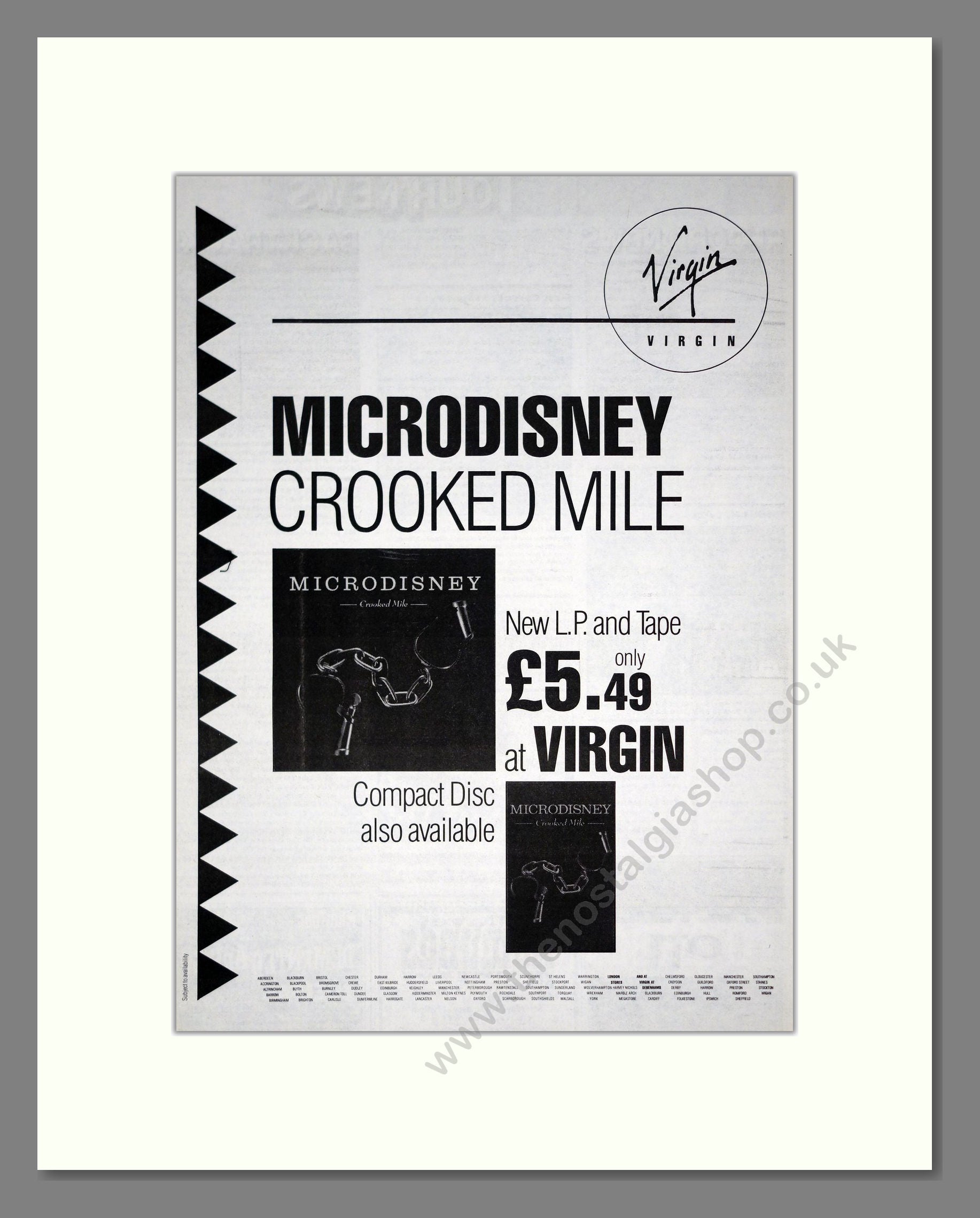 Microdisney - Crooked Mile. Vintage Advert 1987 (ref AD20857)