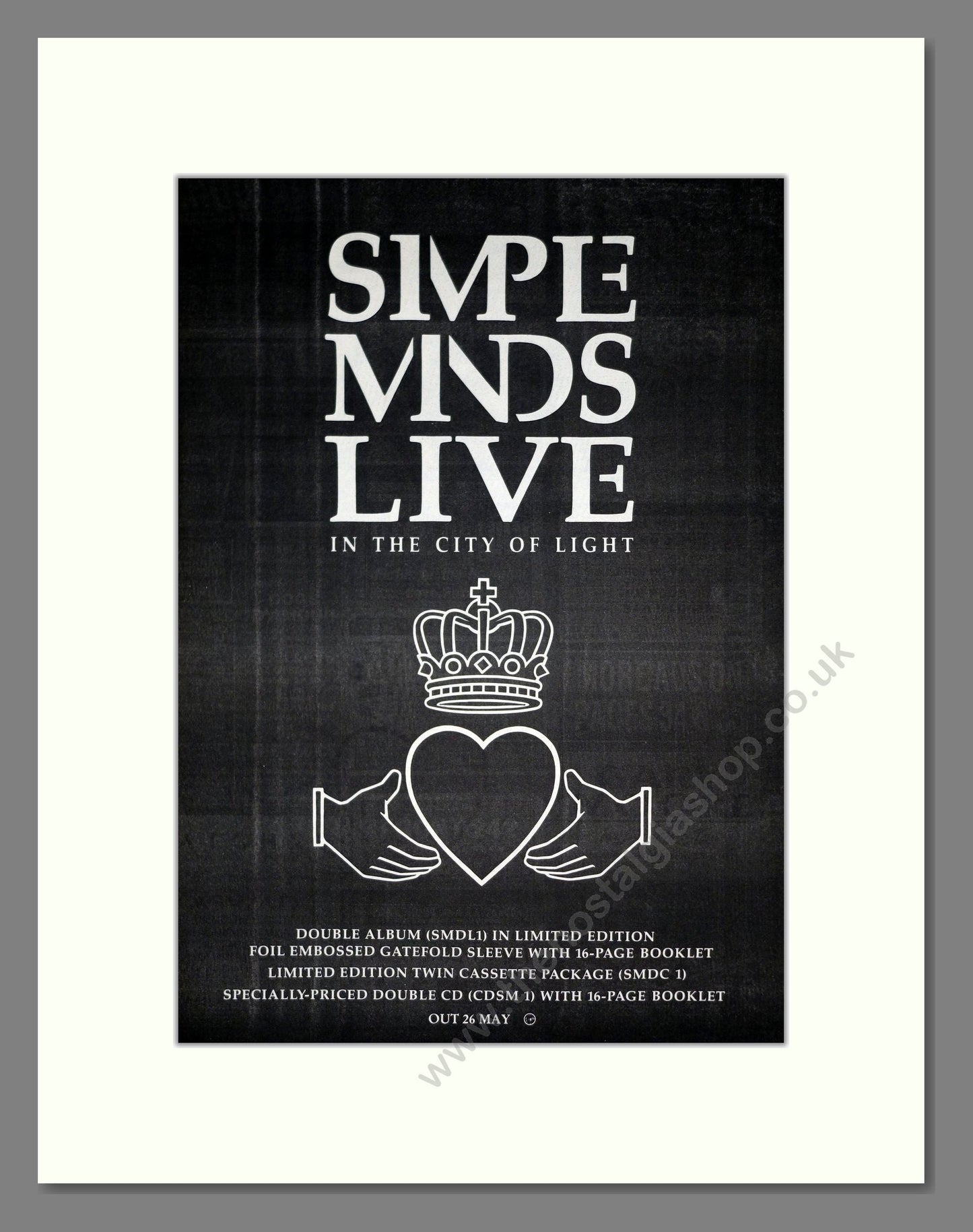Simple Minds - Live In The City Of Light. Vintage Advert 1987 (ref AD20858)