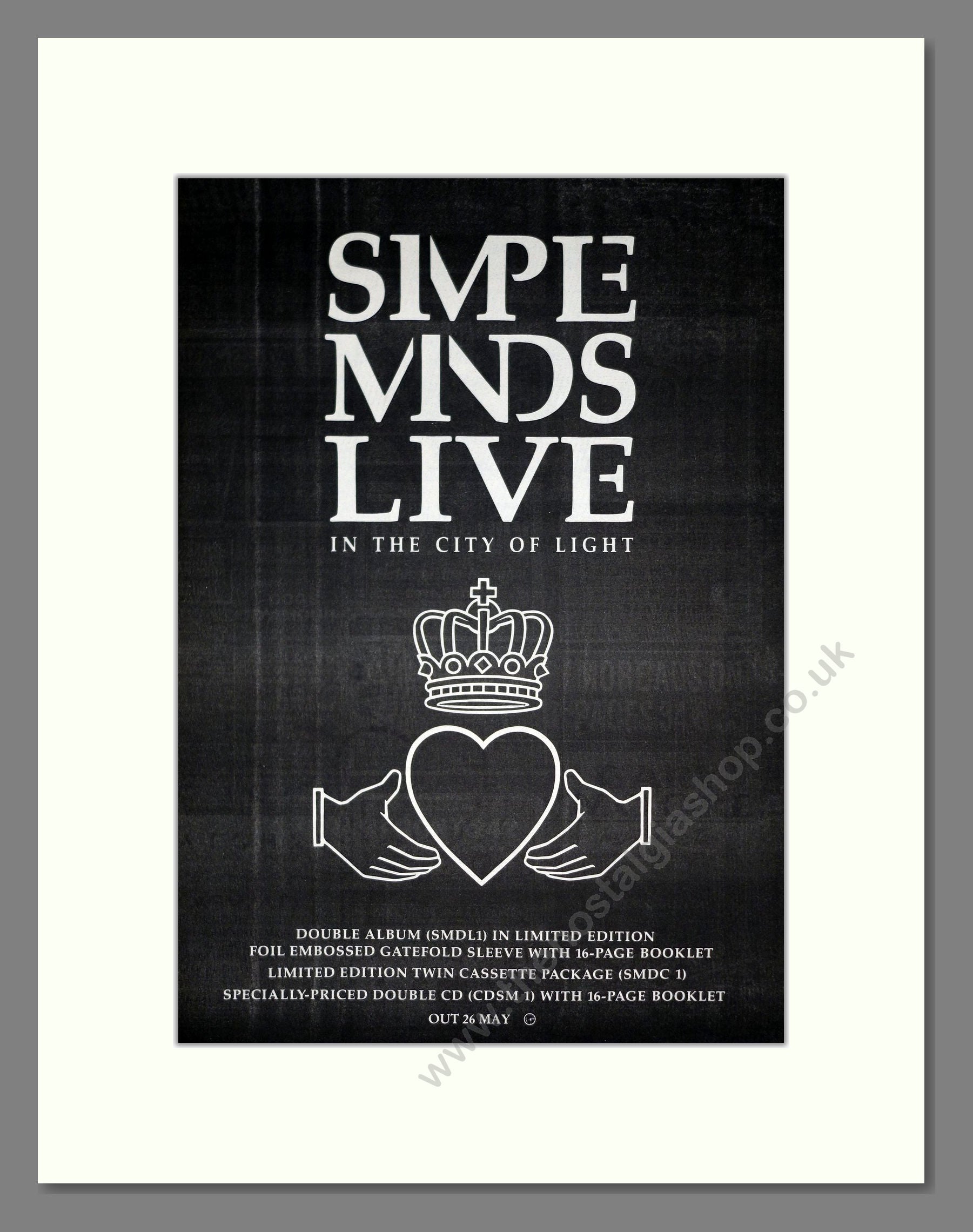 Simple Minds - Live In The City Of Light. Vintage Advert 1987 (ref AD20858)