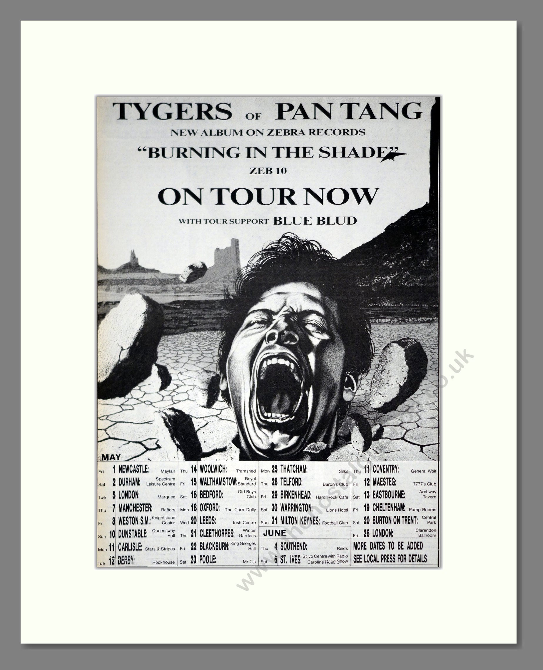 Tygers Of Pan Tang - Burning In The Shade. Vintage Advert 1987 (ref AD20861)