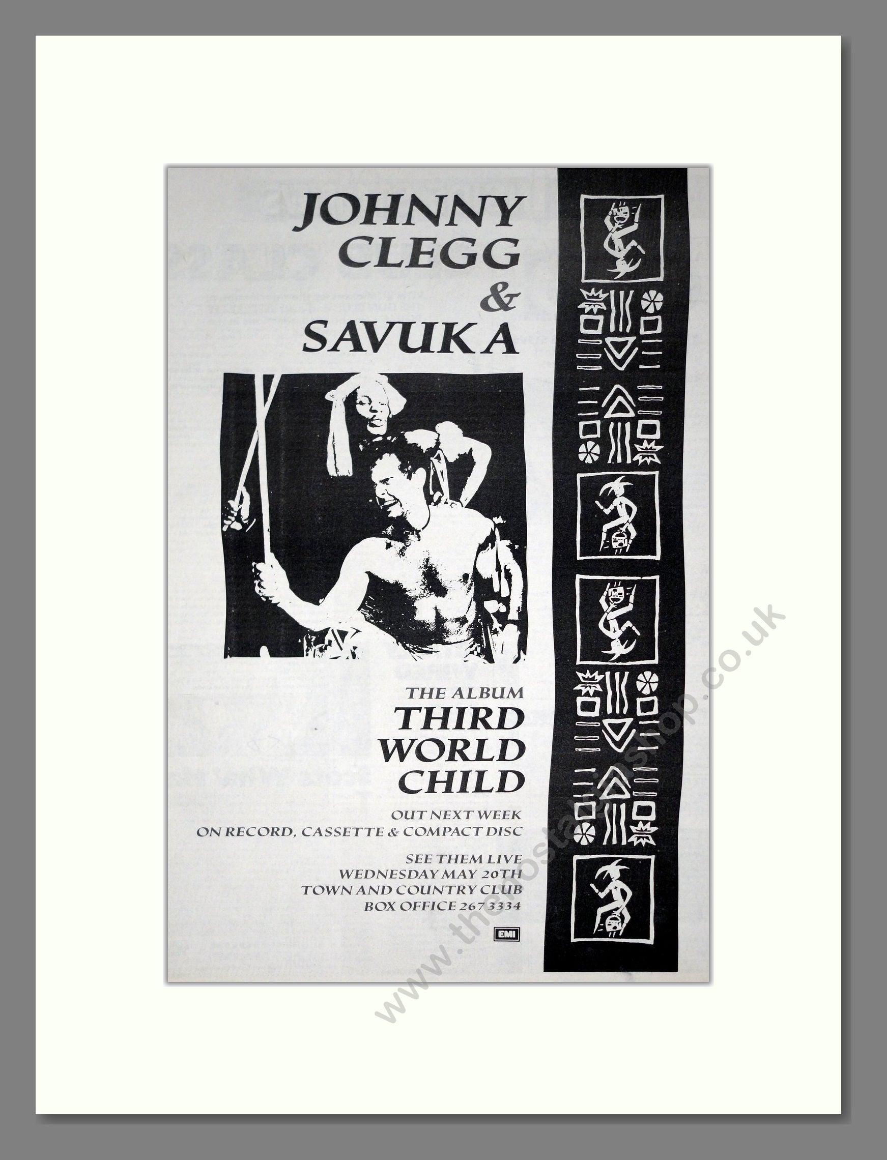 Johnny Clegg And Savuka - Third World Child. Vintage Advert 1987 (ref AD20863)