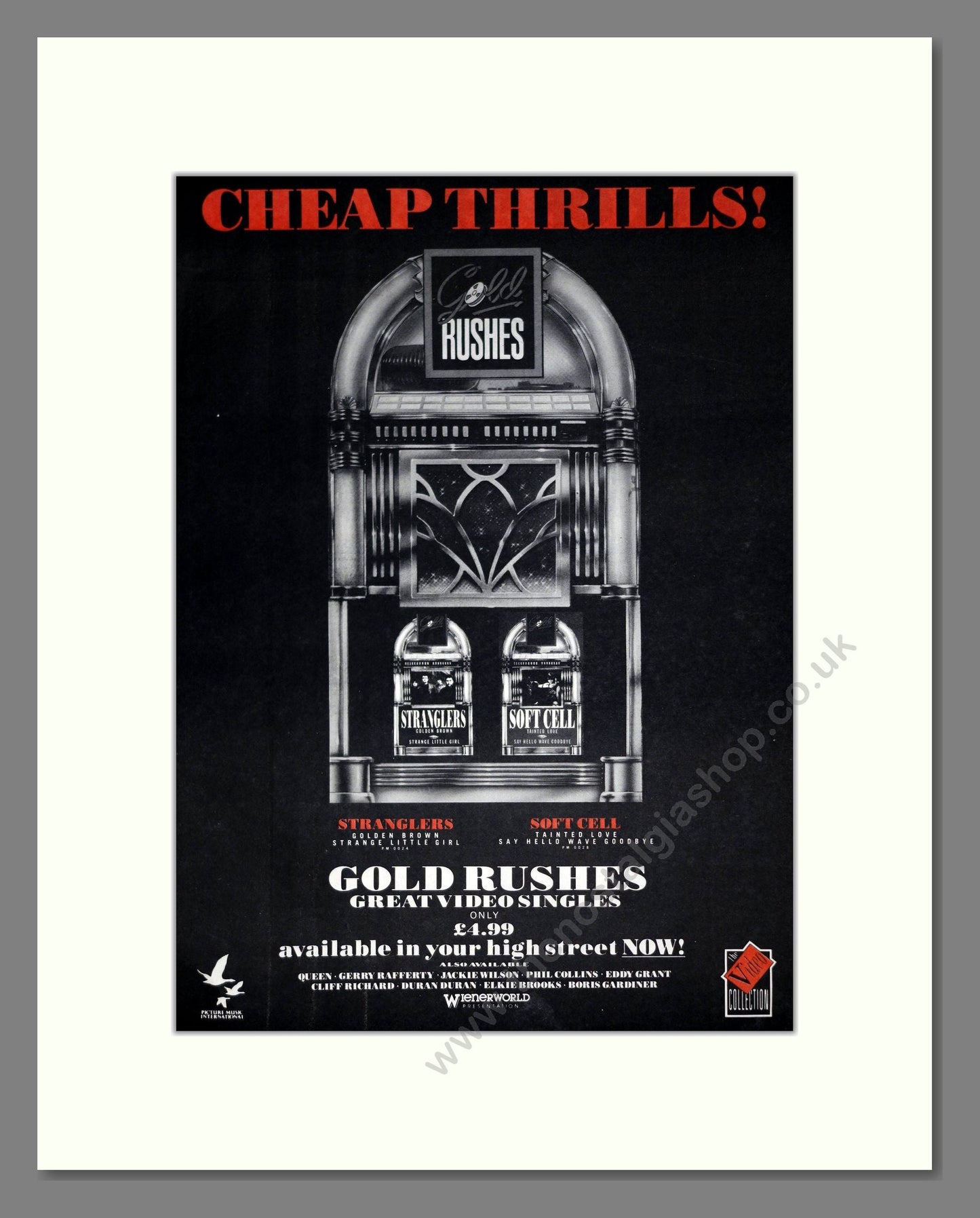 Stranglers / Soft Cell - Video Singles. Vintage Advert 1987 (ref AD20876)