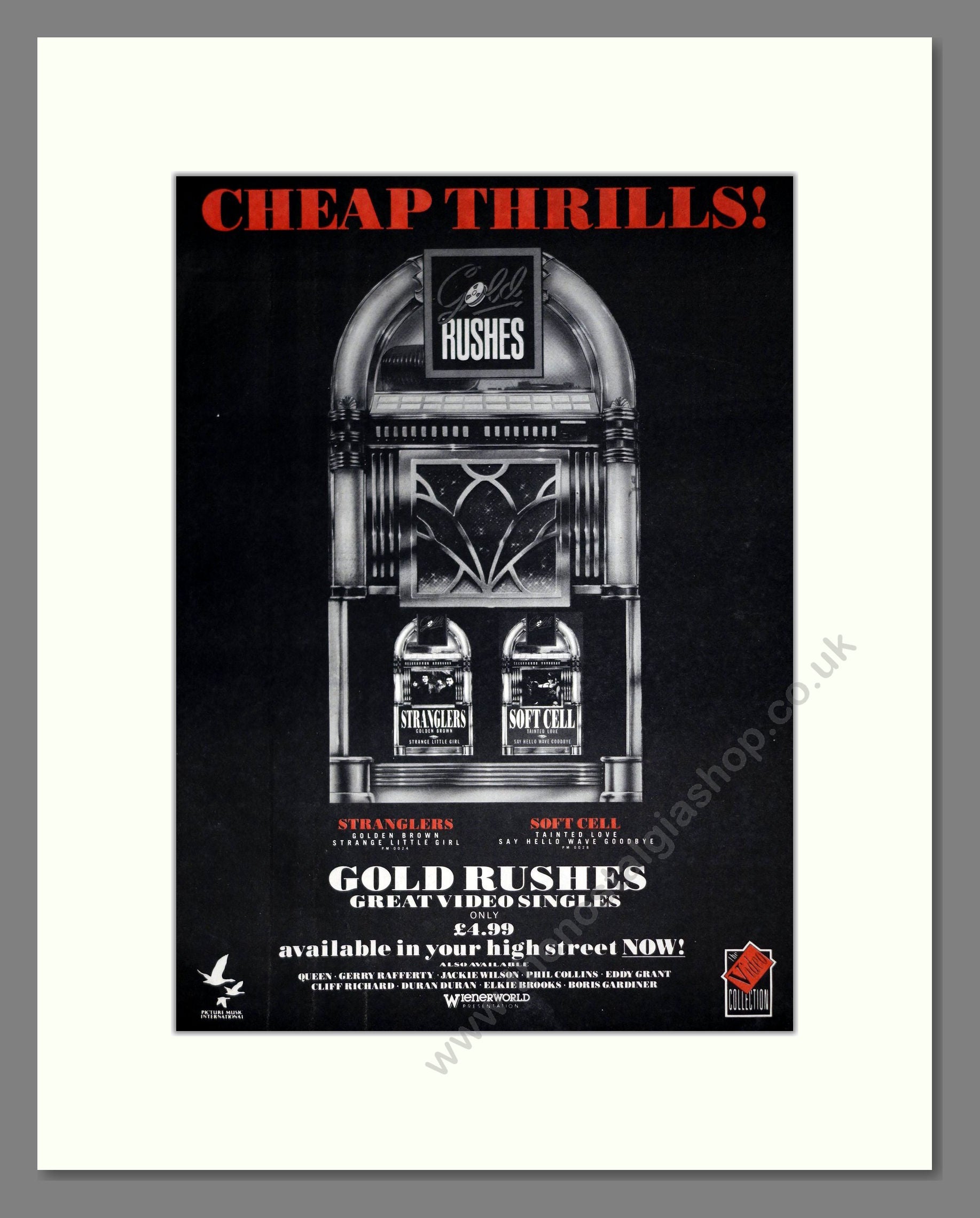 Stranglers / Soft Cell - Video Singles. Vintage Advert 1987 (ref AD20876)