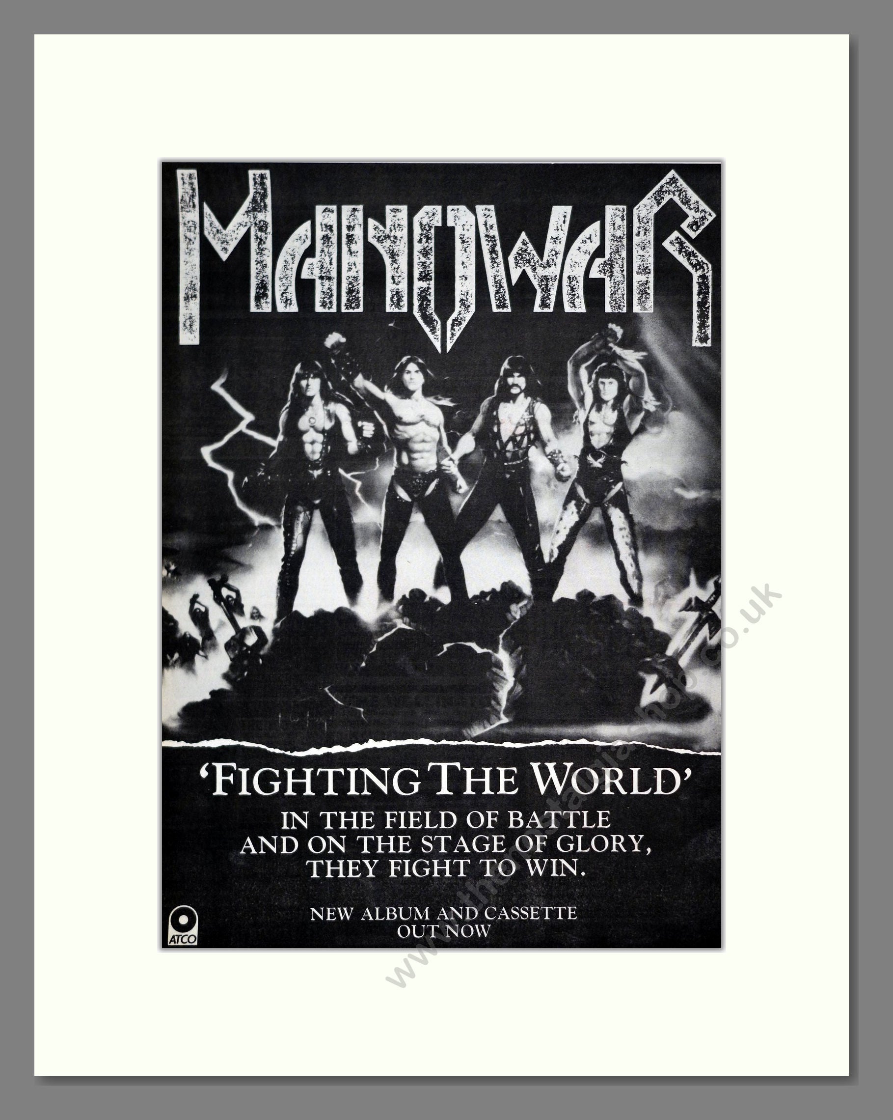 Manowar - Fighting The World. Vintage Advert 1987 (ref AD20880)