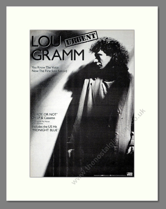 Lou Gramm - Urgent. Vintage Advert 1987 (ref AD20884)