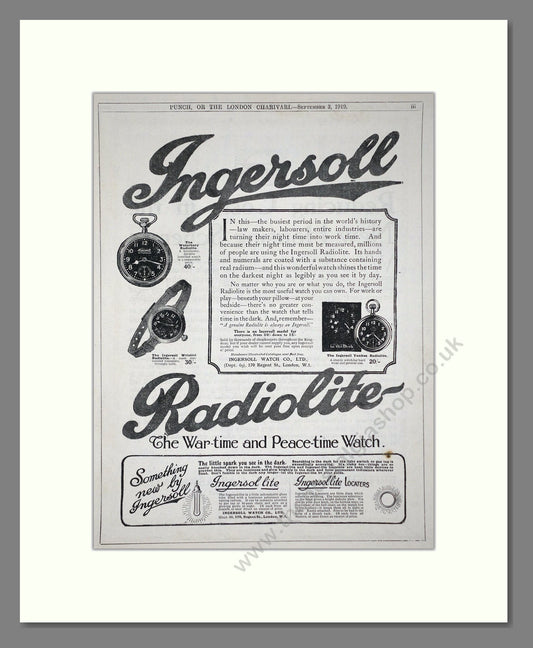 Ingersoll - Radiolite. Vintage Advert 1919 (ref AD64240)