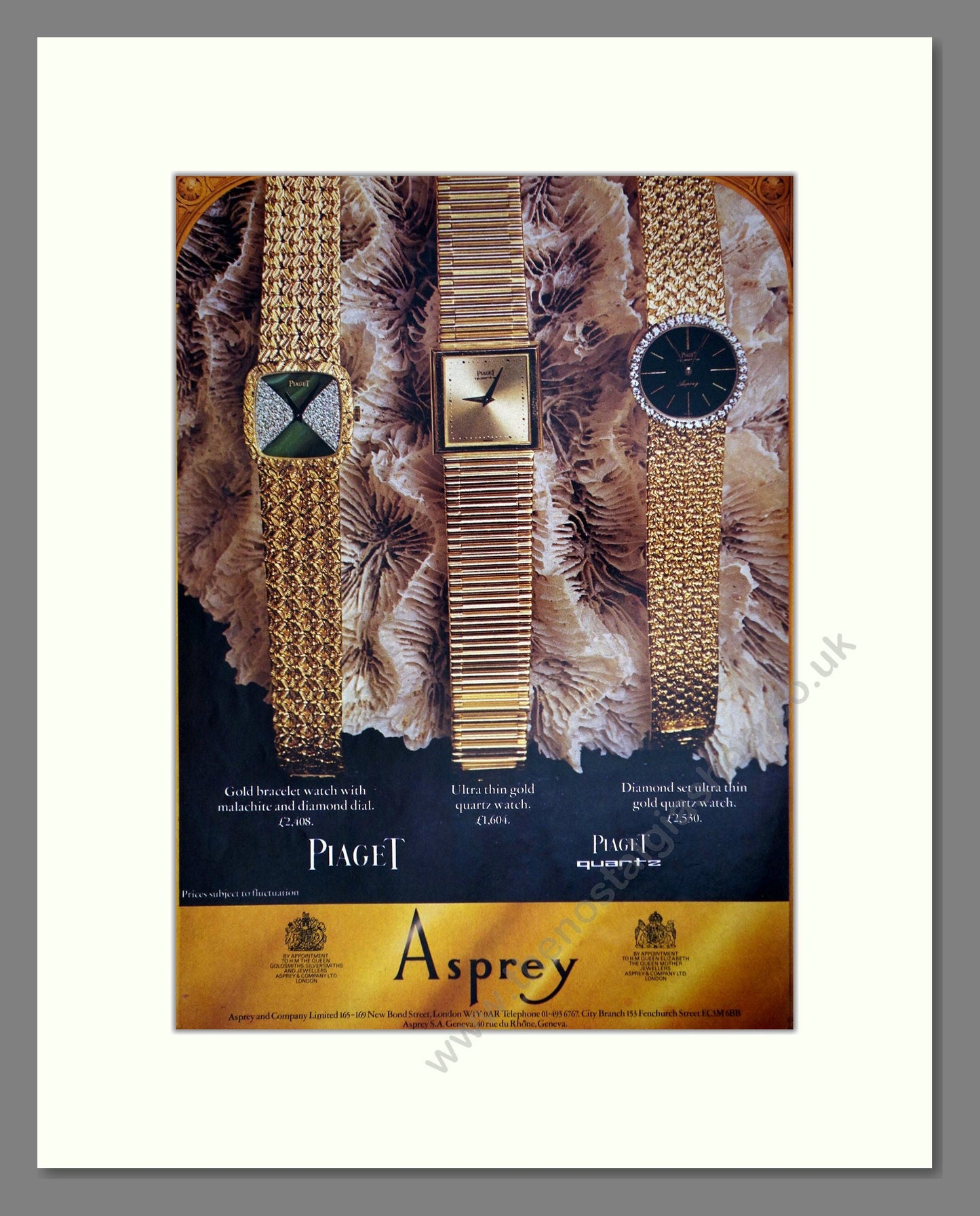 Piaget - Gold Ladies Watches. Vintage Advert 1977 (ref AD64244)