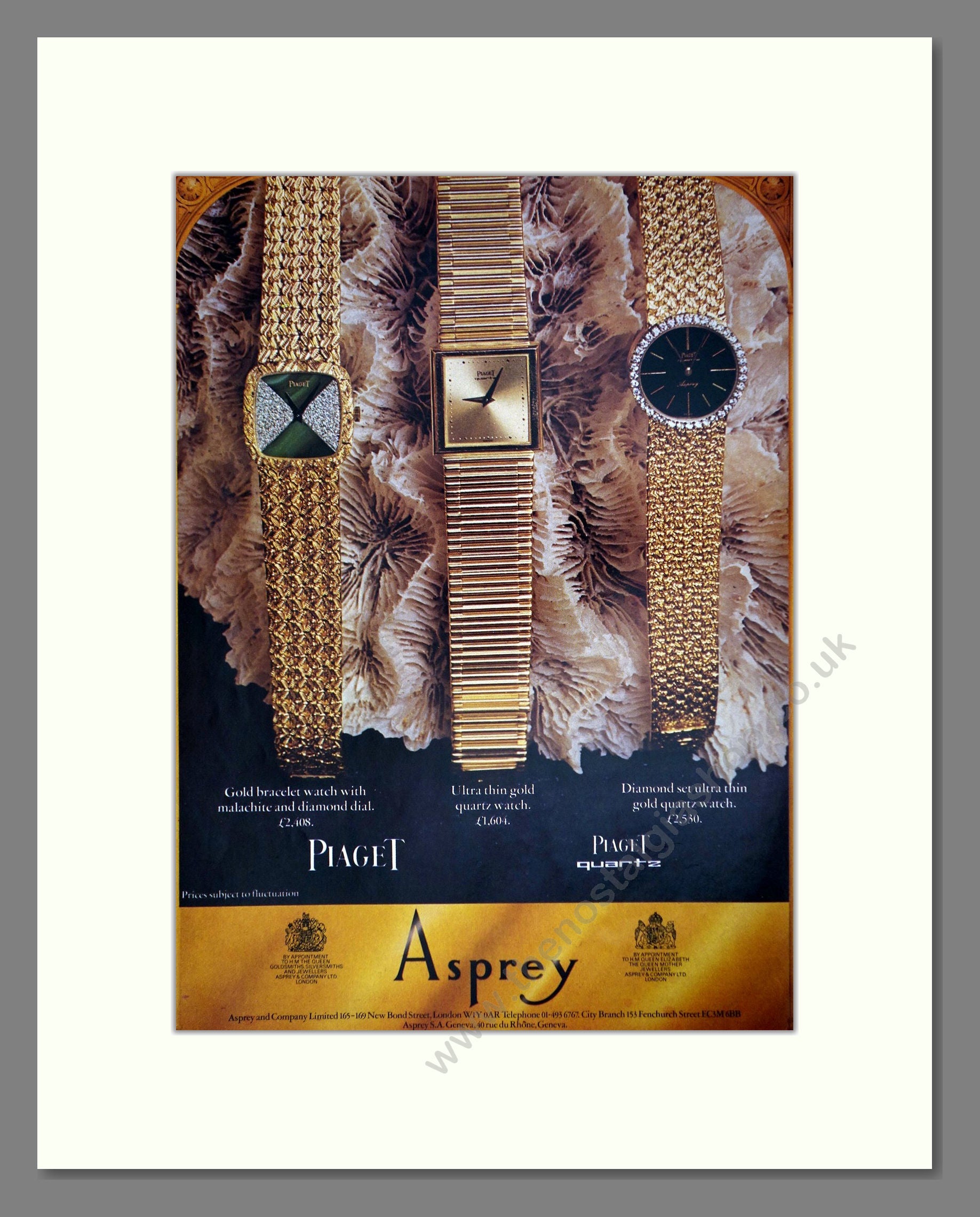 Piaget - Gold Ladies Watches. Vintage Advert 1977 (ref AD64244)