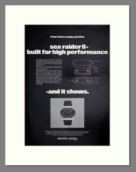 Favre Leuba - Sea Raider II. Vintage Advert 1972 (ref AD64245)