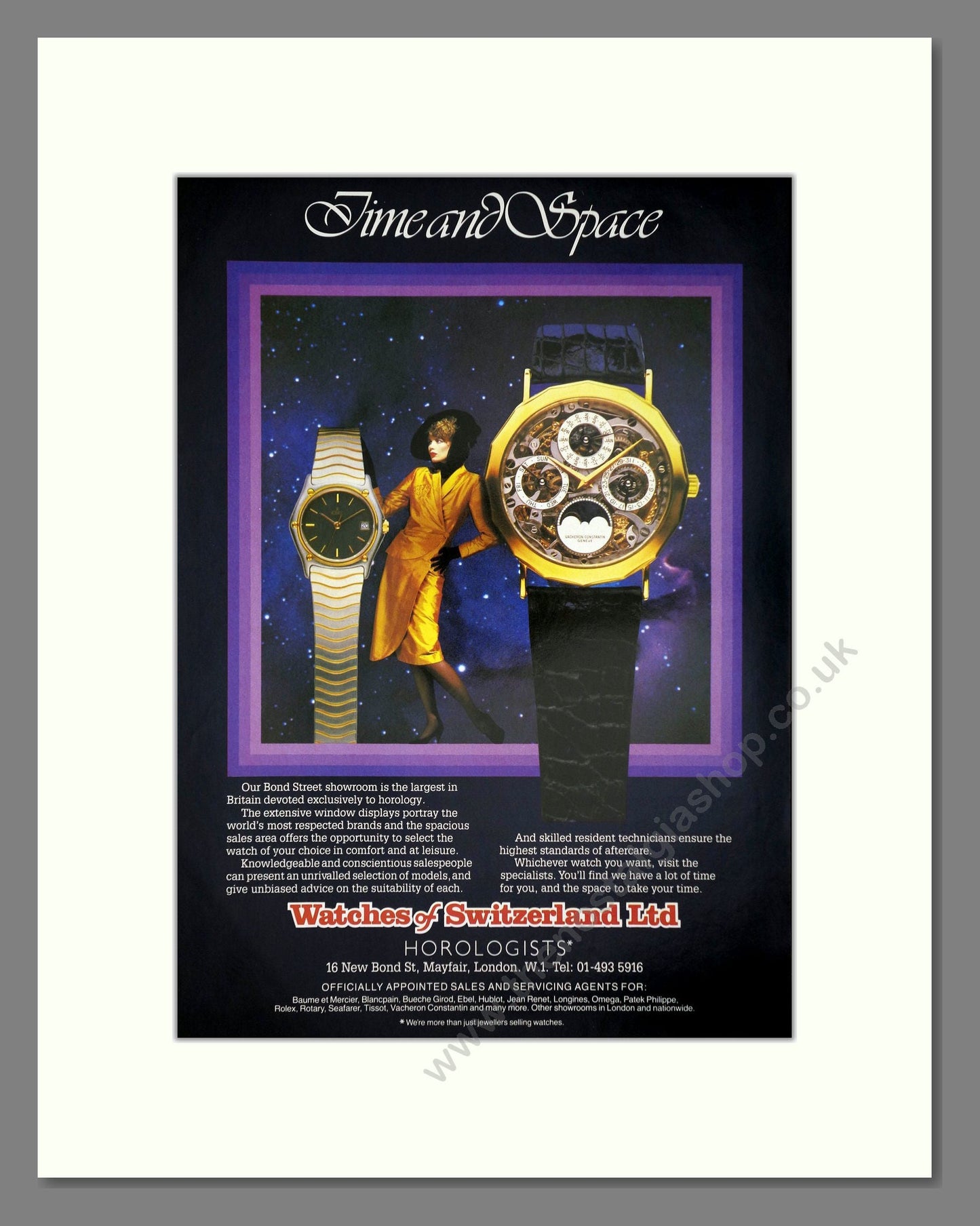 Watches Of Switzerland - Various Watches. Vintage Advert 1986 (ref AD64249)