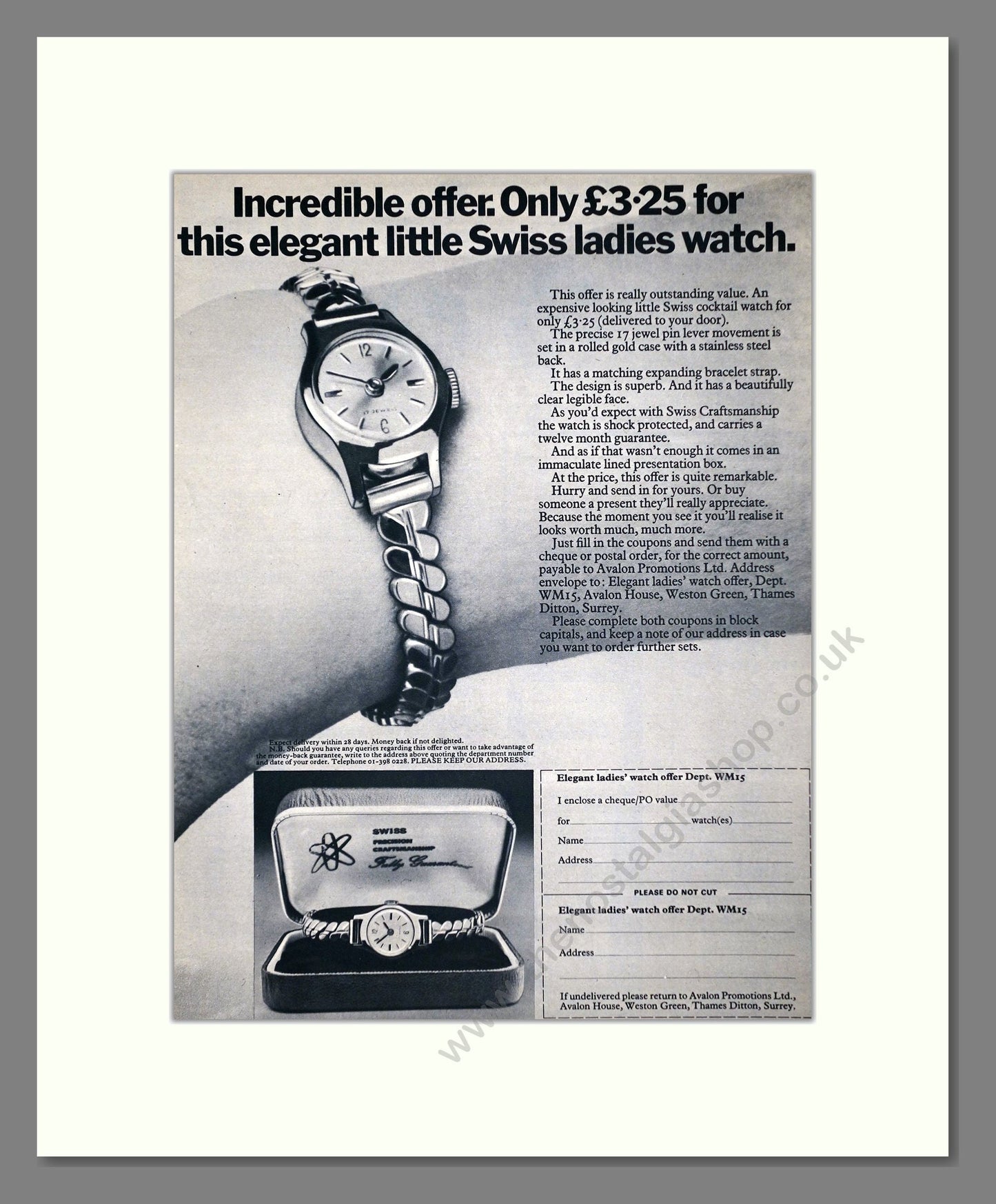 Swiss Watches - Special Offer. Vintage Advert 1971 (ref AD64251)