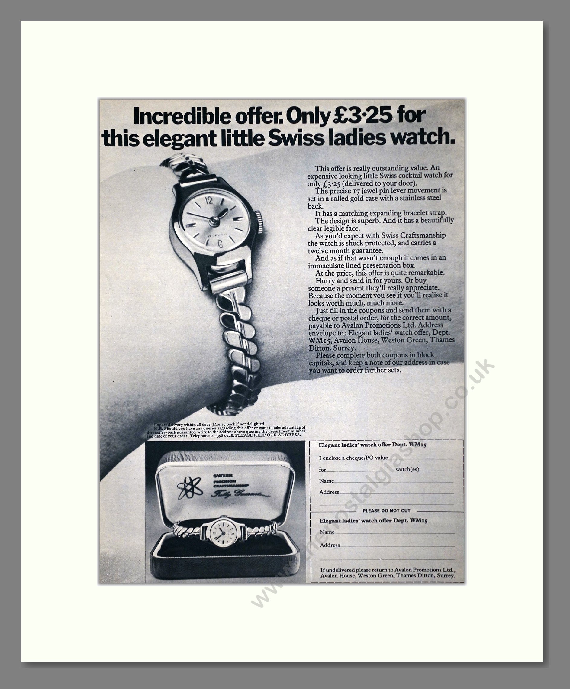 Swiss Watches - Special Offer. Vintage Advert 1971 (ref AD64251)