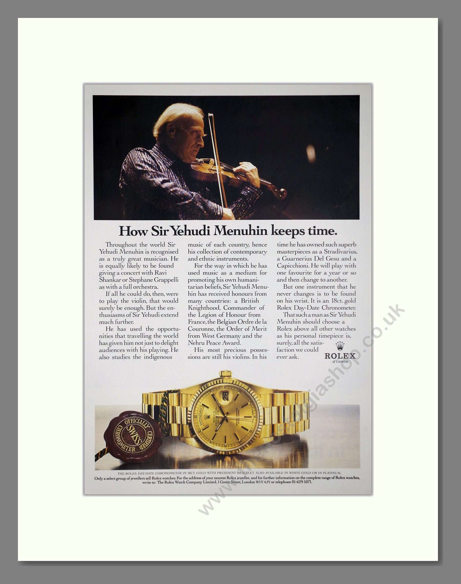 Rolex - Day-Date. Vintage Advert 1986 (ref AD64253)