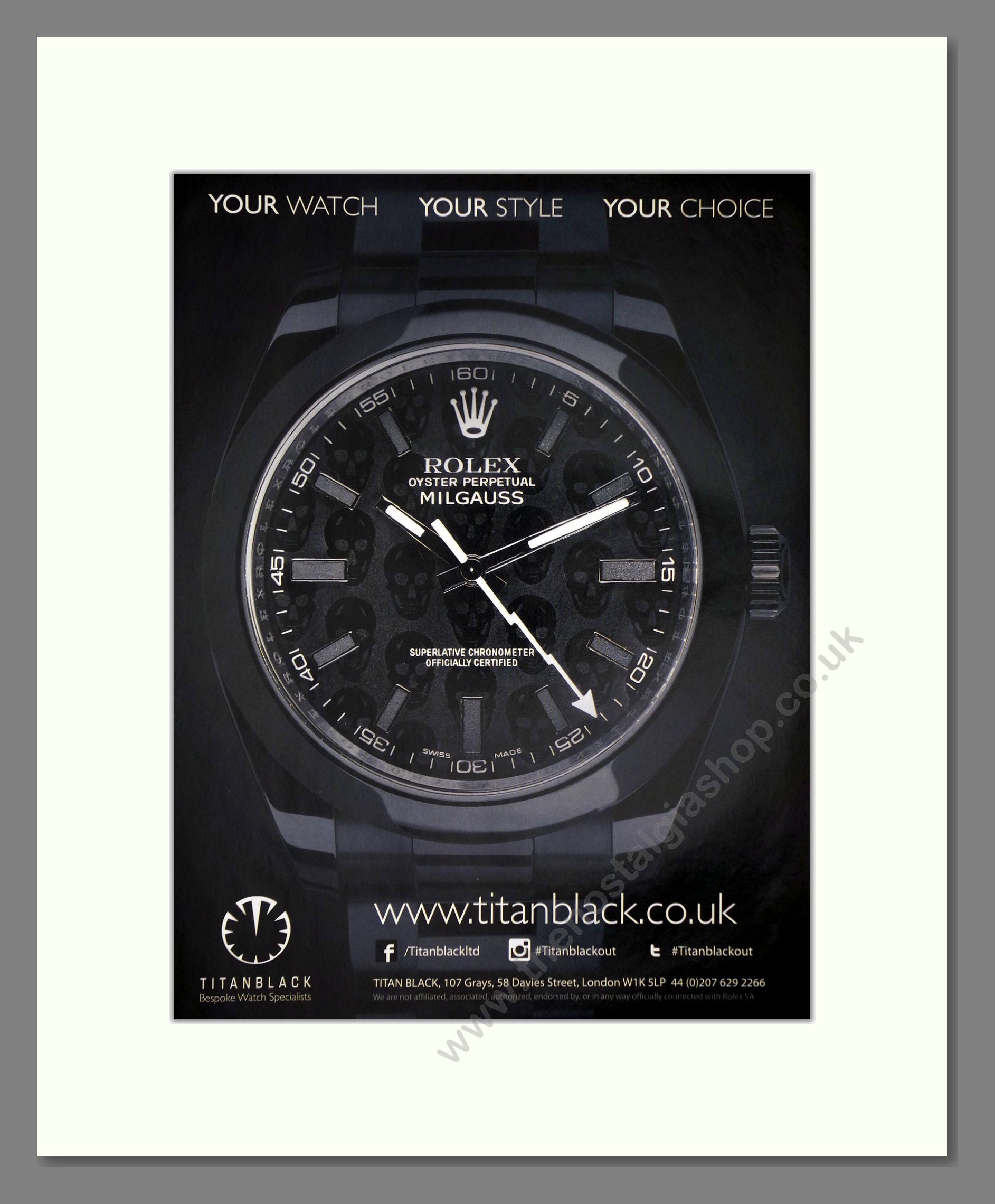Rolex - Titanblack Oyster Milgauss. Vintage Advert 2014 (ref AD64254)