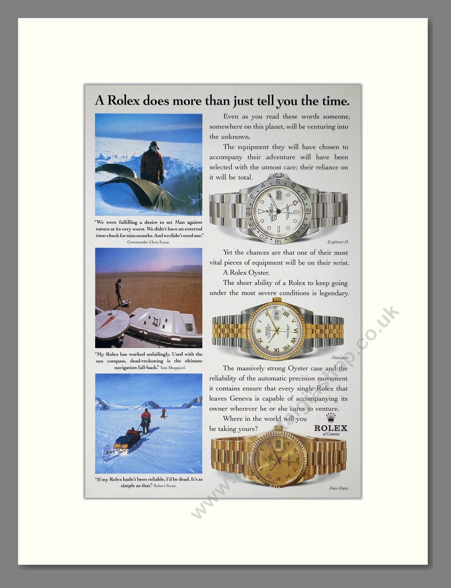Rolex - Oyster. Vintage Advert 1992 (ref AD64270)