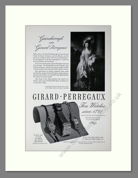 Girard Perragaux - Various Watches. Vintage Advert 1946 (ref AD64274)