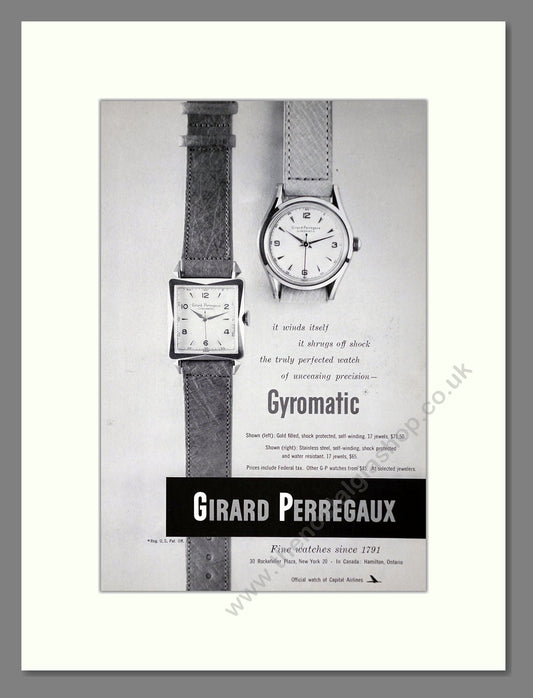 Girard Perragaux - Gyromatic. Vintage Advert 1951 (ref AD64275)