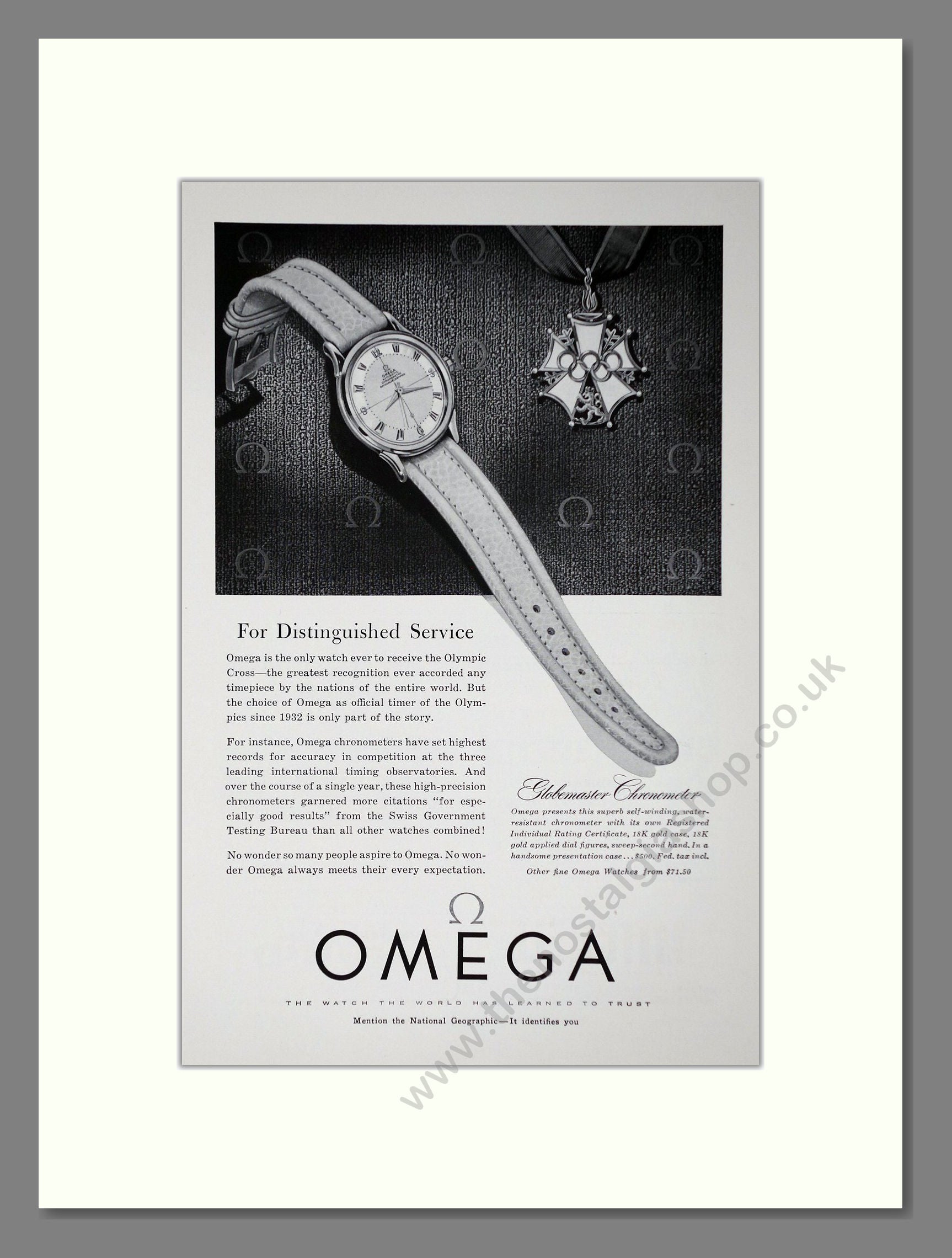 Omega - Globemaster. Vintage Advert 1954 (ref AD64282)