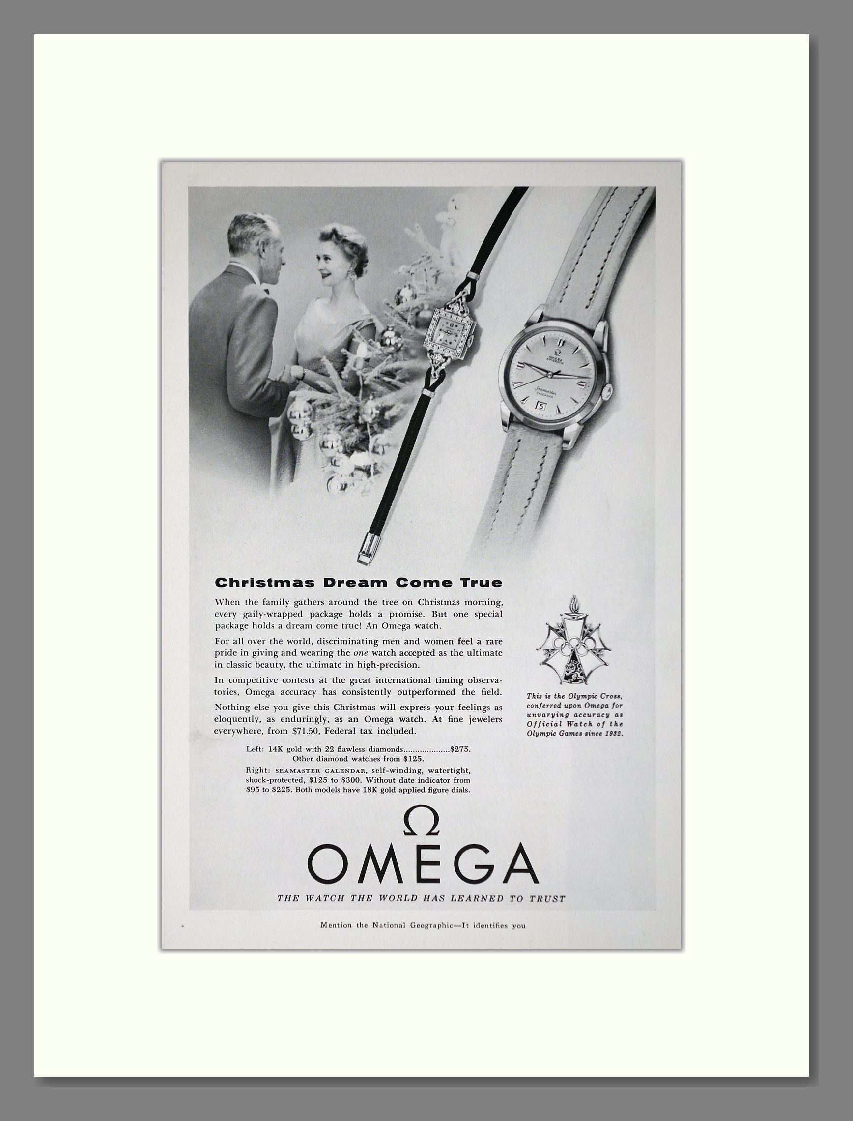 Omega - Christmas Gifts. Vintage Advert 1955 (ref AD64283)