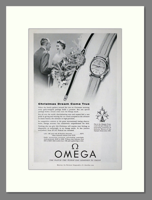 Omega - Christmas Gifts. Vintage Advert 1955 (ref AD64283)