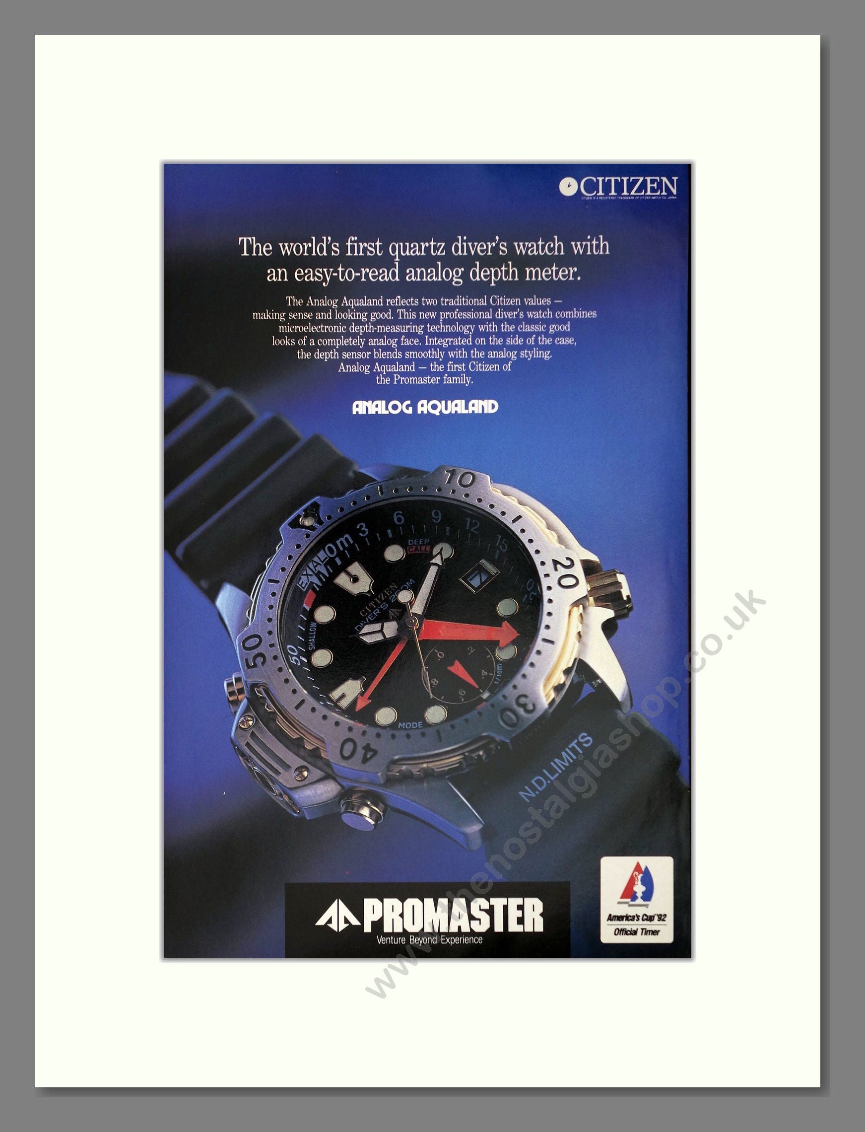 Citizen - Promaster. Vintage Advert 1992 (ref AD64288)
