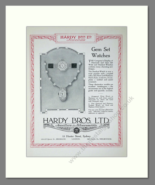 Hardy Bros - Gem Set Watches. Vintage Advert 1923 (ref AD64292)