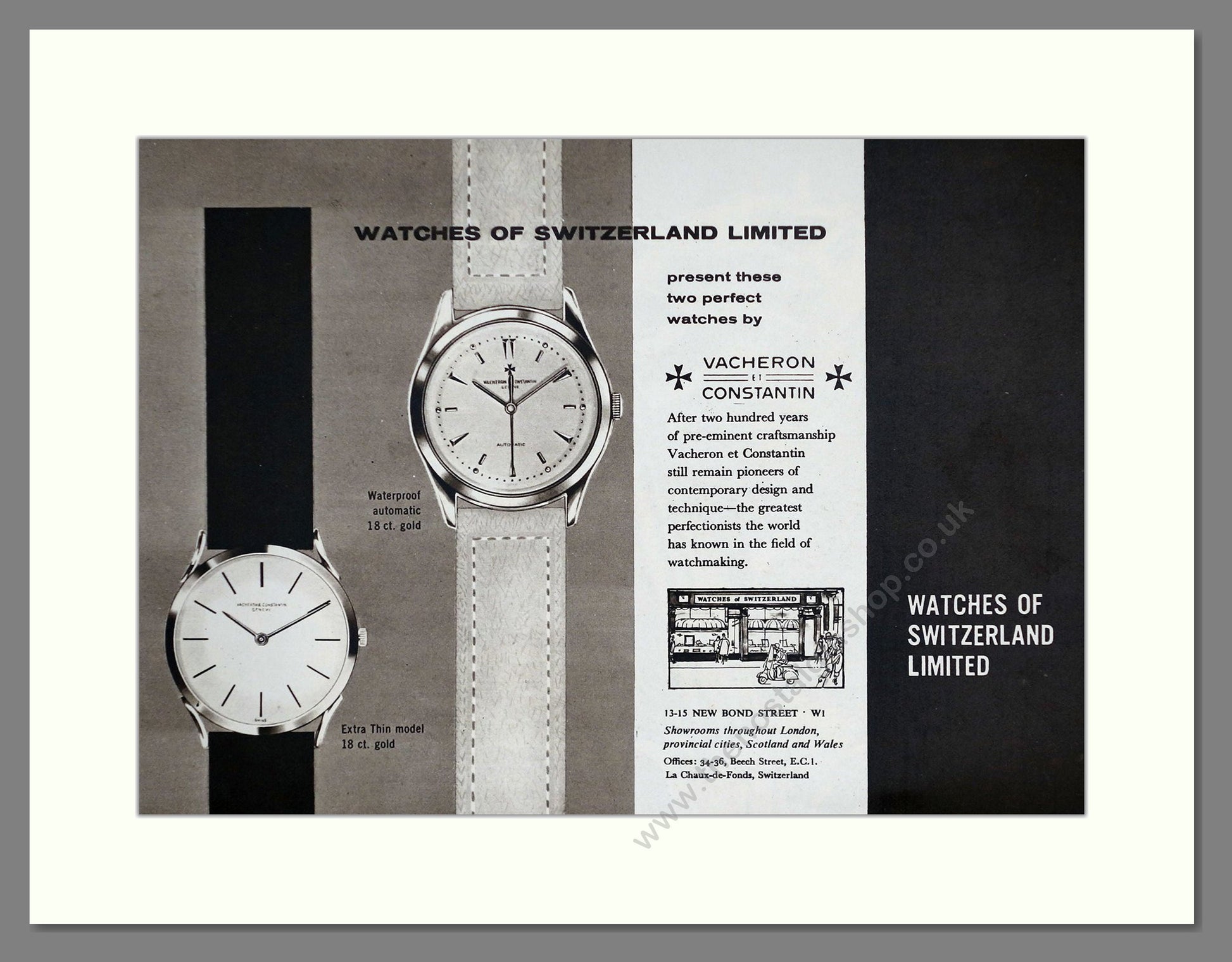 Vacheron Et Constantin - At Watches Of Switzerland. Vintage Advert 1960 (ref AD64295)