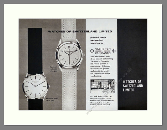 Vacheron Et Constantin - At Watches Of Switzerland. Vintage Advert 1960 (ref AD64295)