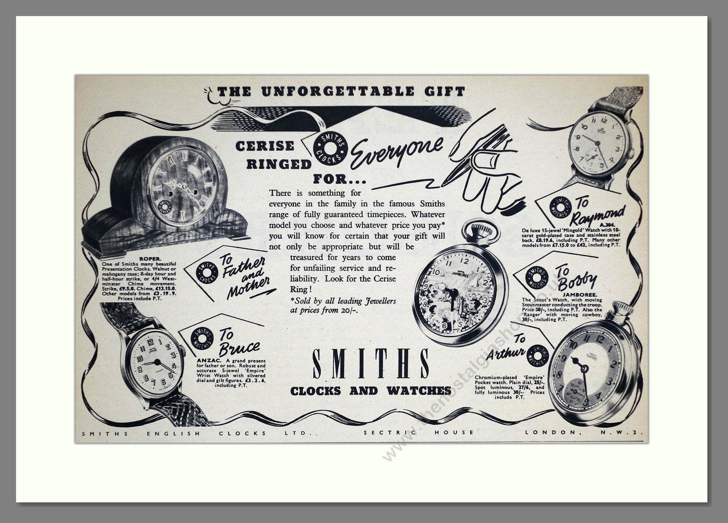Smiths - Clocks And Watches. Vintage Advert 1952 (ref AD64296)