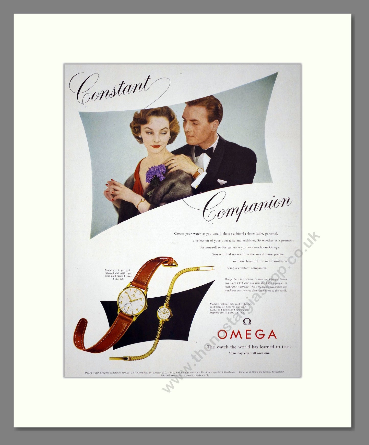 Omega - 920 / 850/B. Vintage Advert 1955 (ref AD64297)