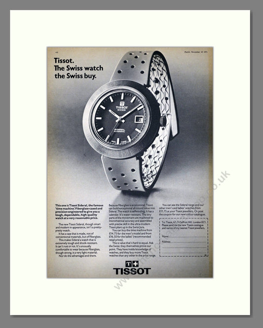 Tissot - Sideral. Vintage Advert 1971 (ref AD64312)