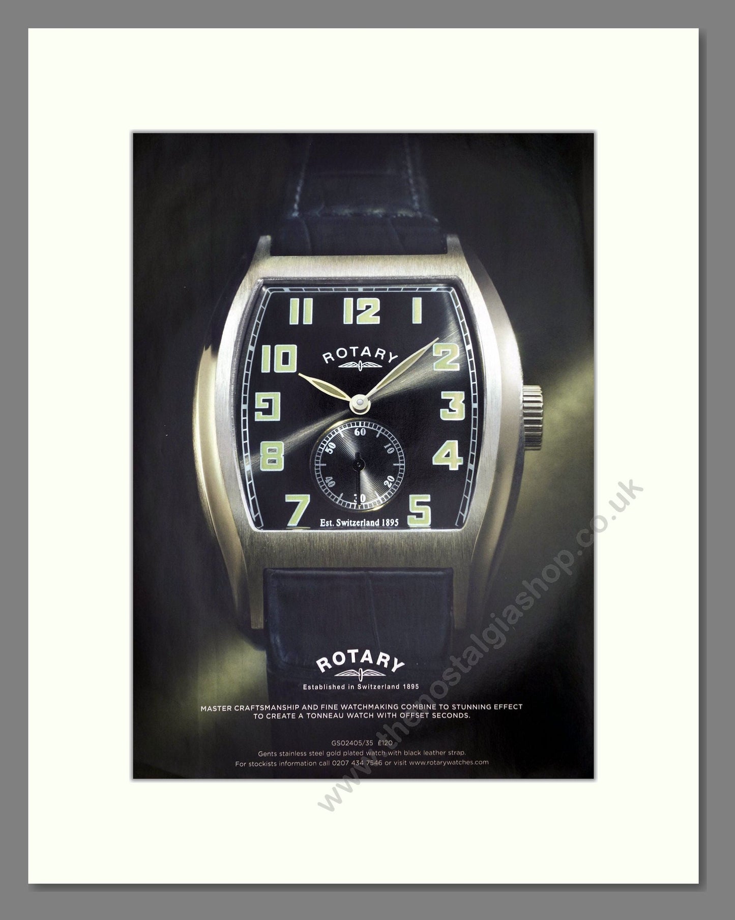 Rotary - Tonneau Watch. Vintage Advert 2007 (ref AD64320)