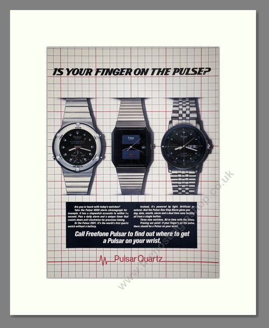 Pulsar - Quartz Watches. Vintage Advert 1986 (ref AD64335)