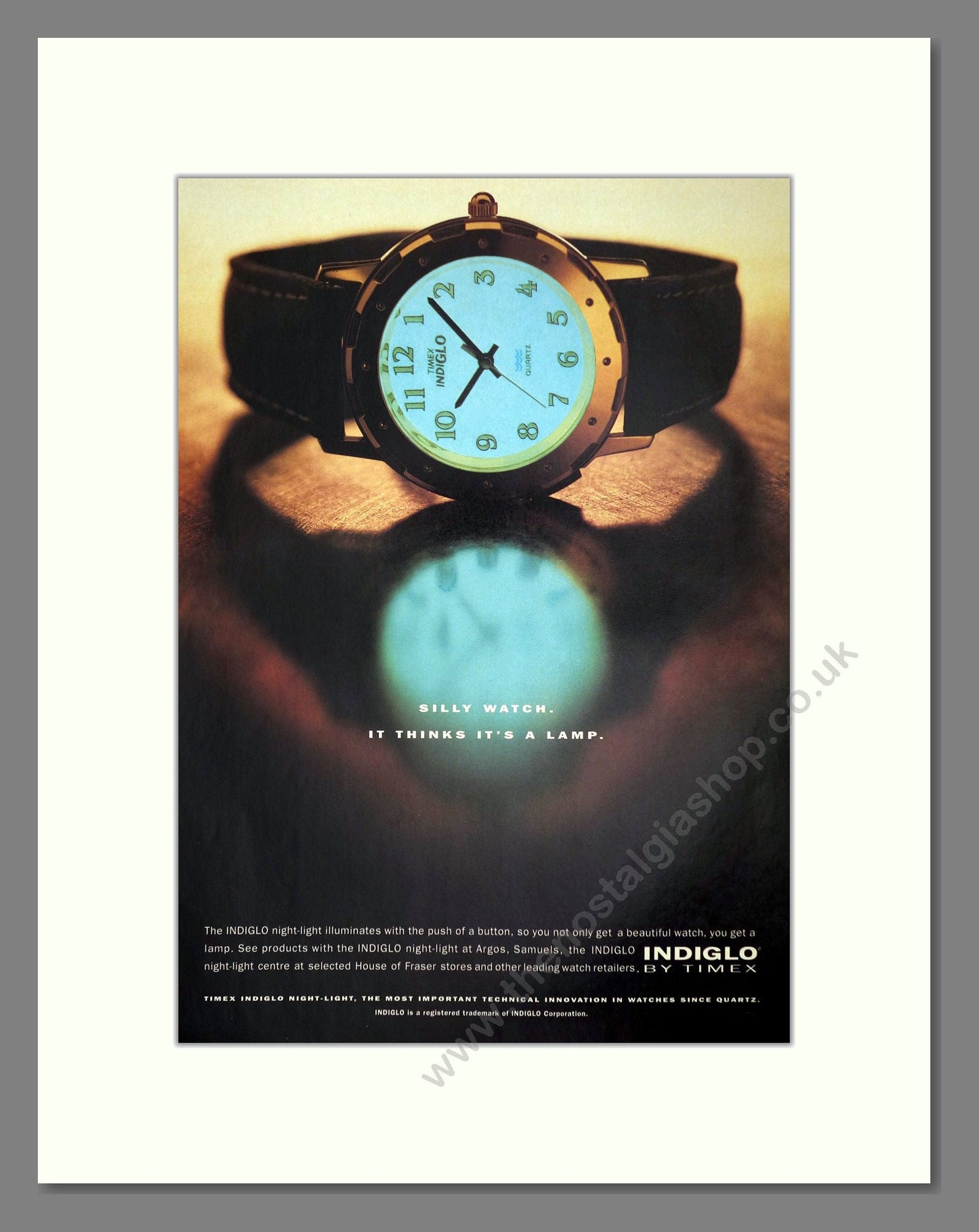 Timex - Indiglo. Vintage Advert 1994 (ref AD64337)