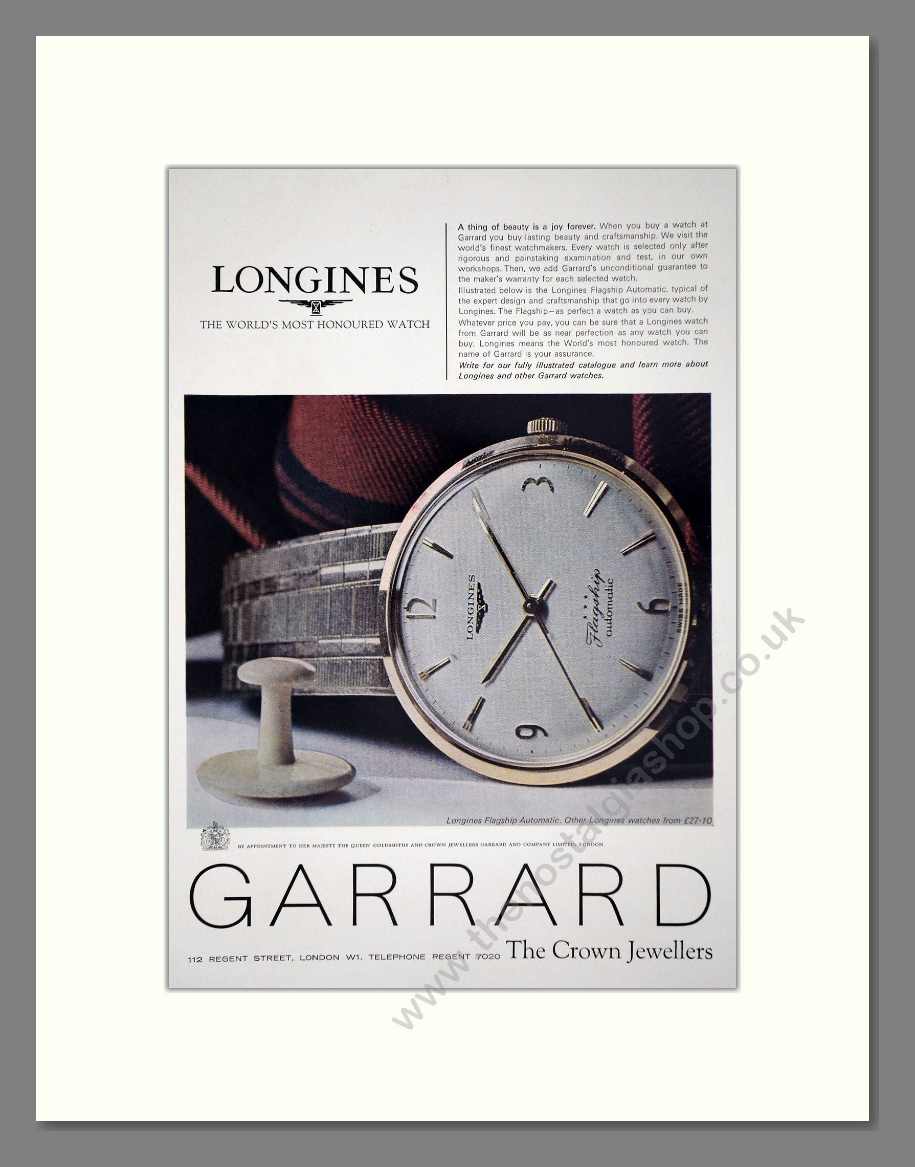 Longines - At Garrards. Vintage Advert 1966 (ref AD64348)