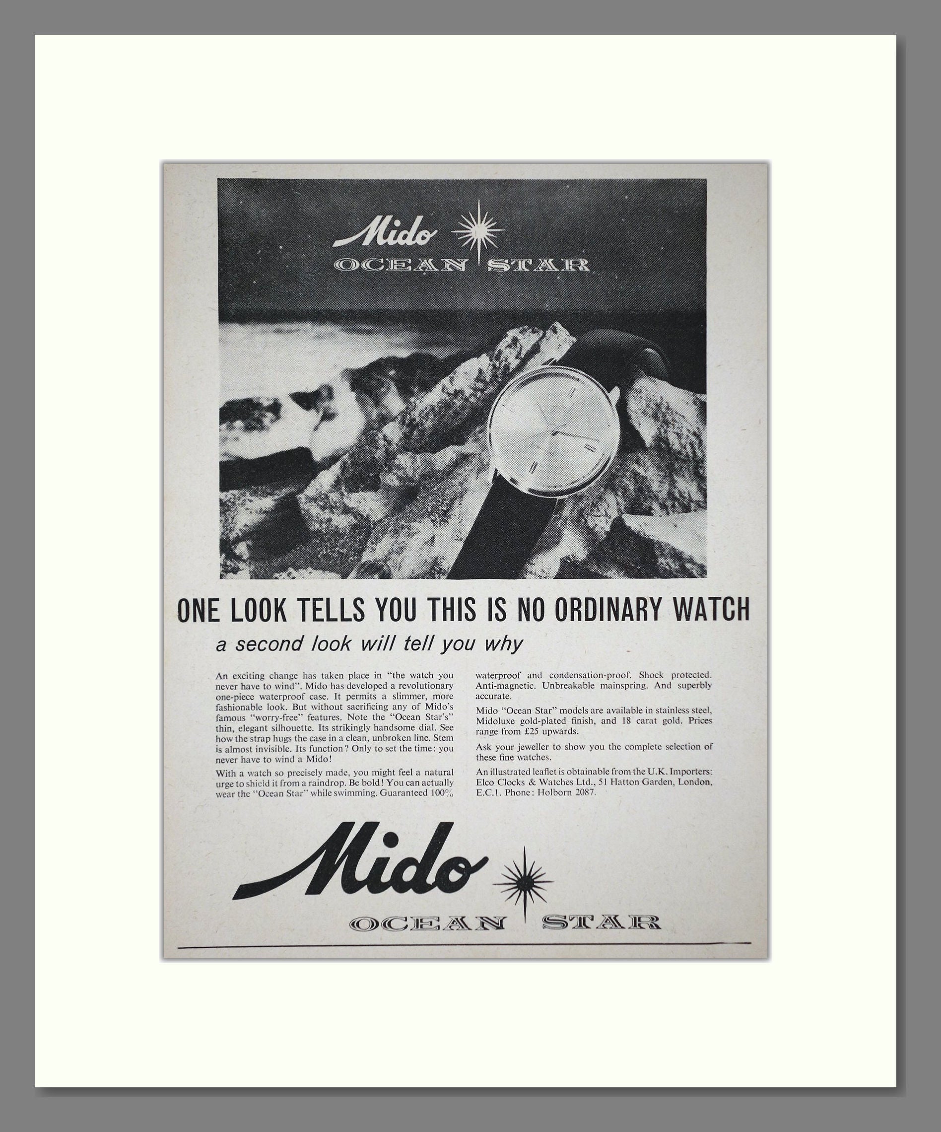 Mido - Ocean Star. Vintage Advert 1961 (ref AD64353)