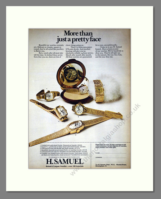 H Samuel - Gold Ladies Watches. Vintage Advert 1970 (ref AD64360)