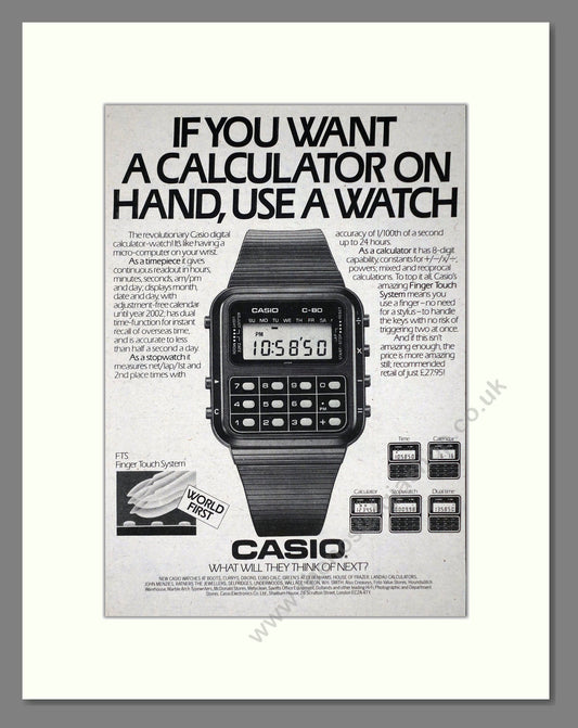 Casio - Calculator Watch. Vintage Advert 1980 (ref AD64364)