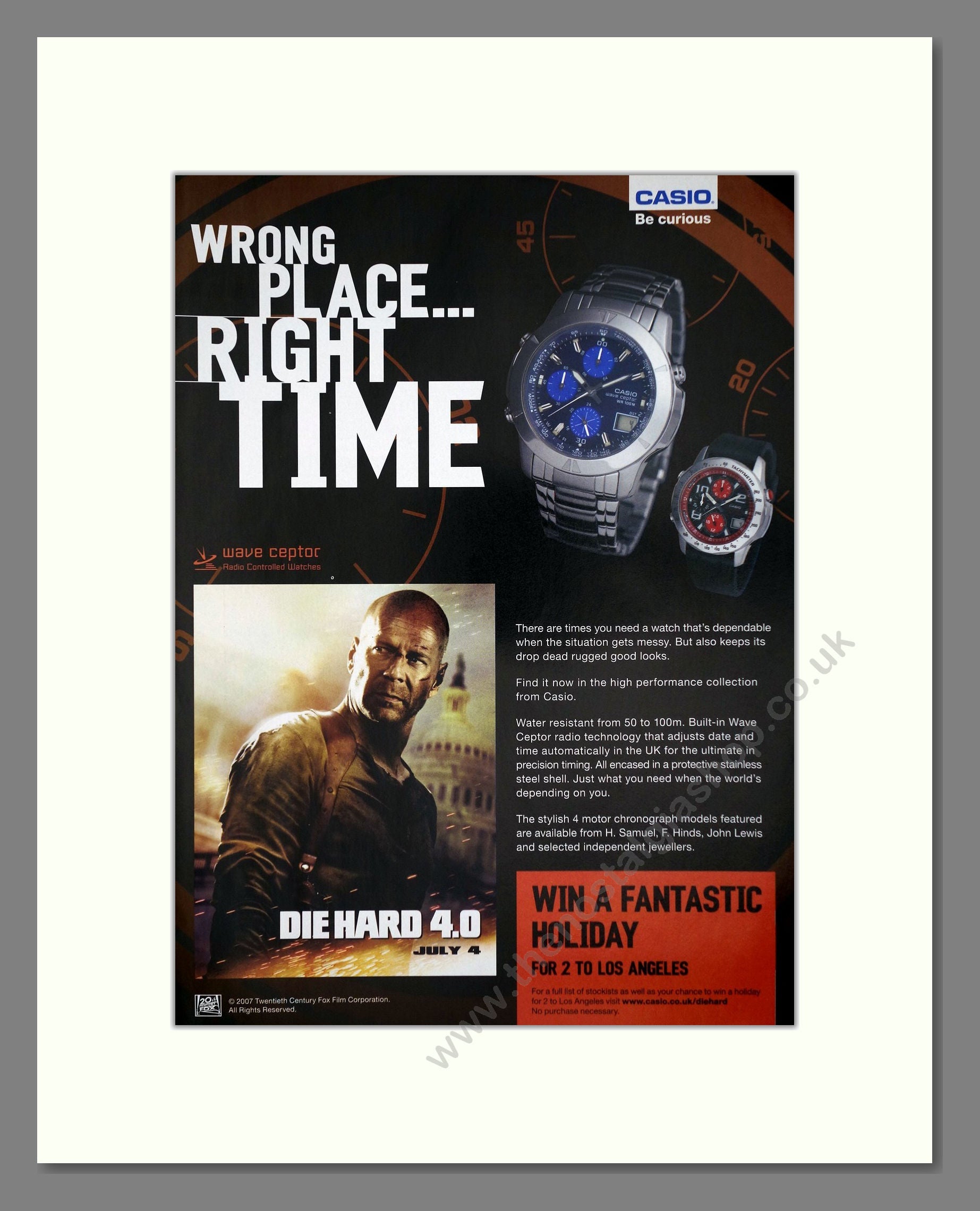 Casio - Wave Ceptor Die Hard 4.0. Vintage Advert 2007 (ref AD64367)