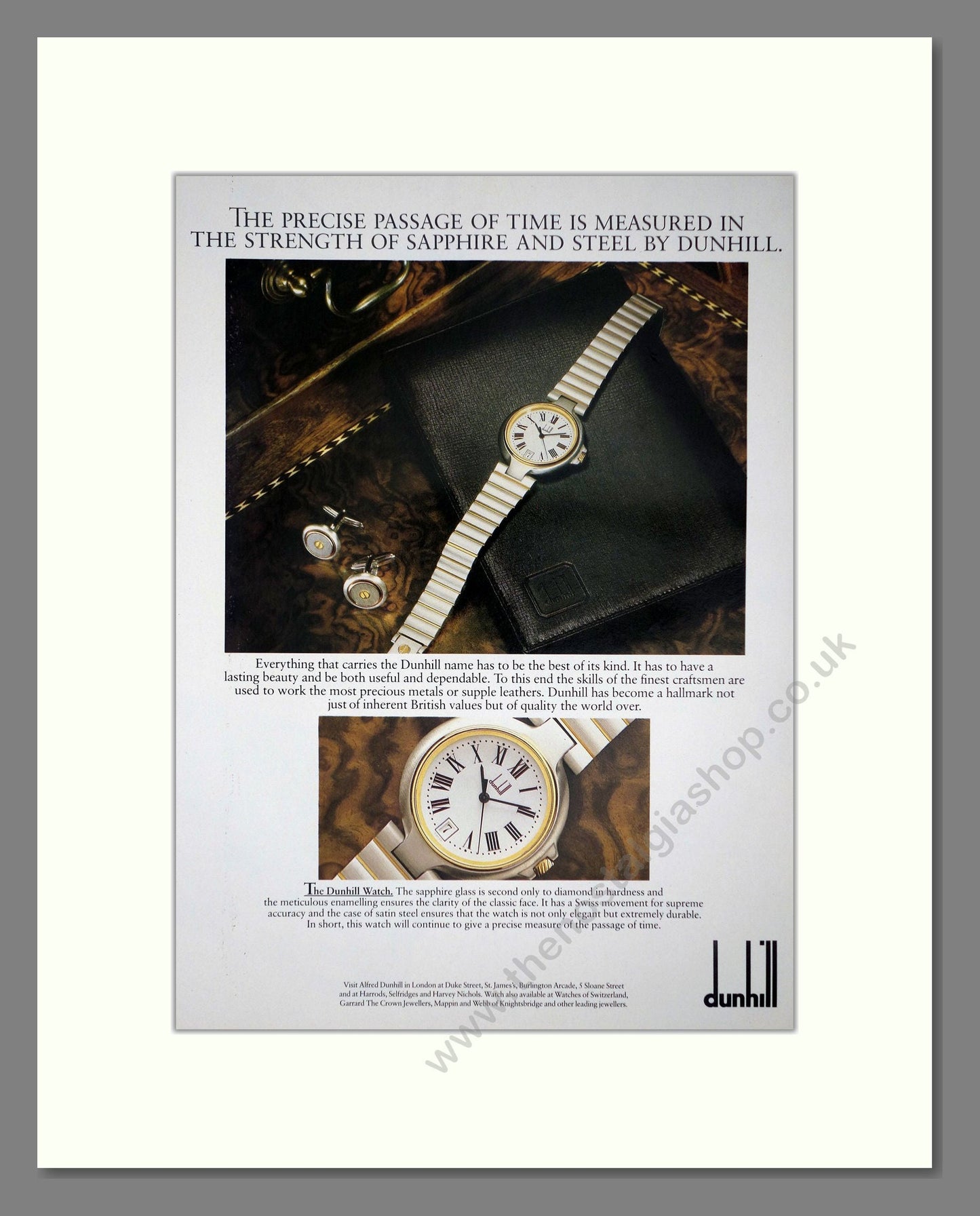 Dunhill - Sapphire And Steel. Vintage Advert 1987 (ref AD64382)