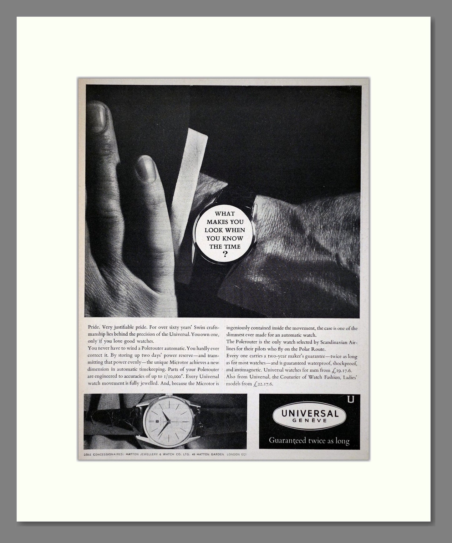 Universal Geneve - Polerouter. Vintage Advert 1962 (ref AD64396)