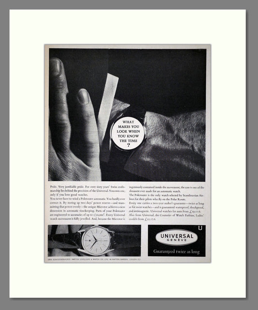 Universal Geneve - Polerouter. Vintage Advert 1962 (ref AD64396)